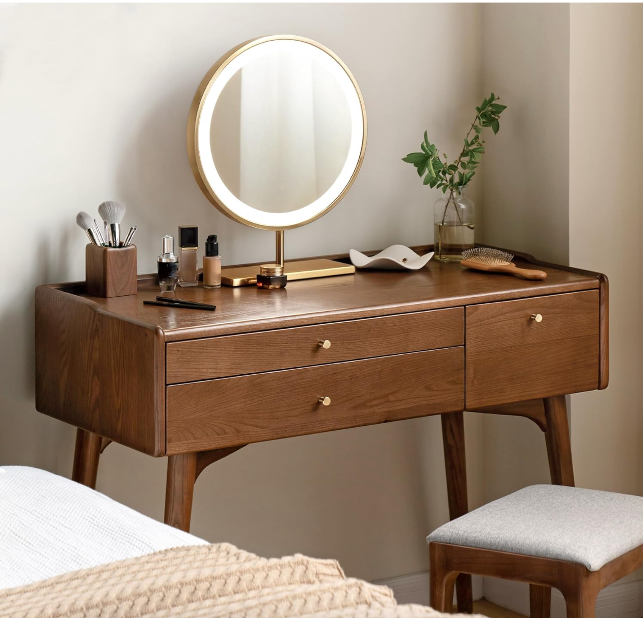 Ash, Cherry, Rubberwood Solid Wood Vanity Table