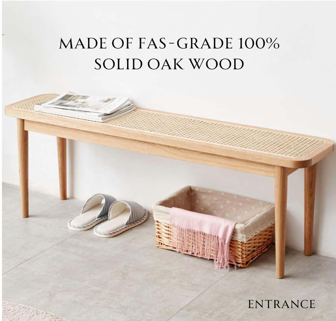 Oak solid wood Corded Bench