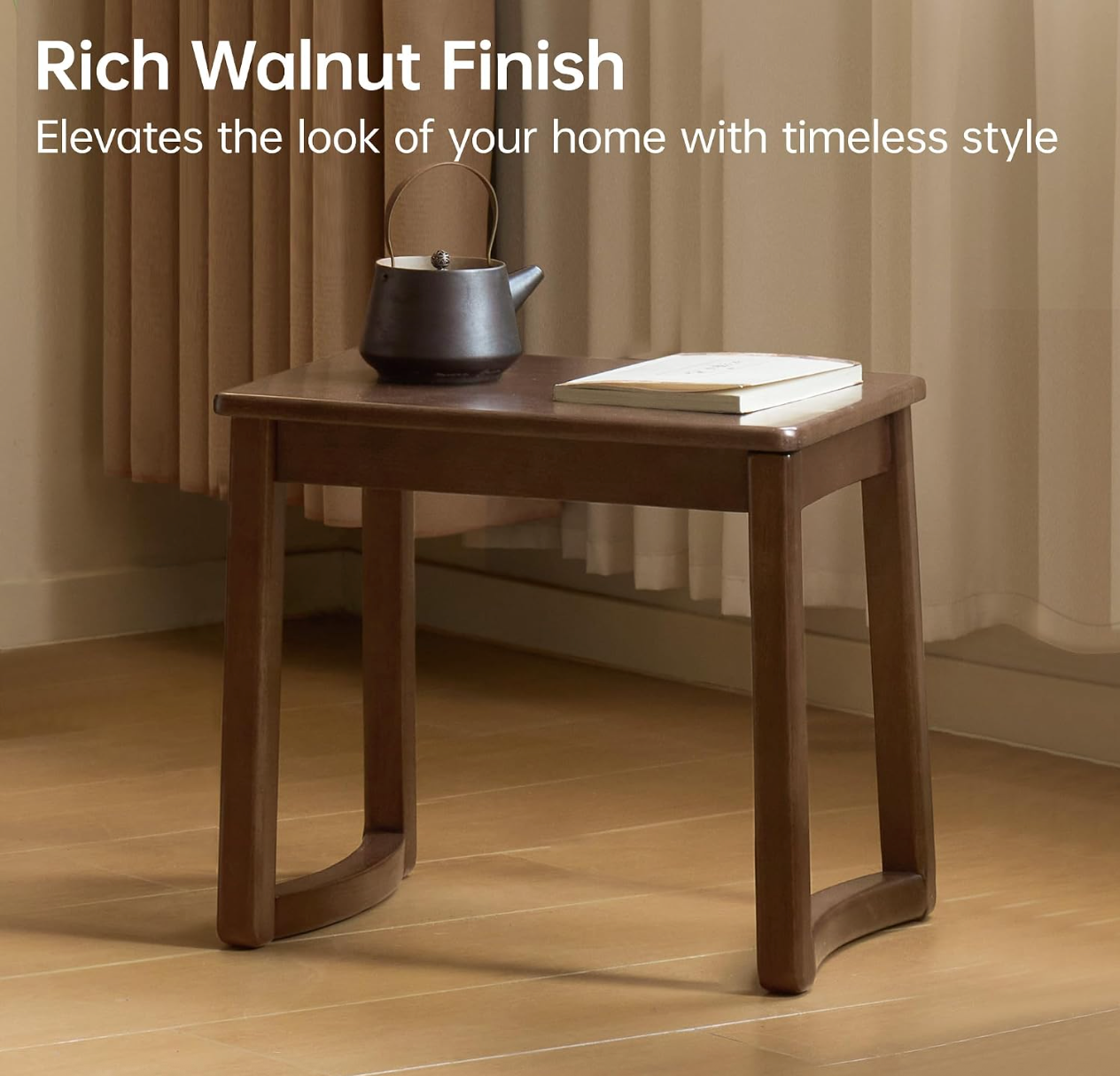 Solid Rubberwood Square Stool