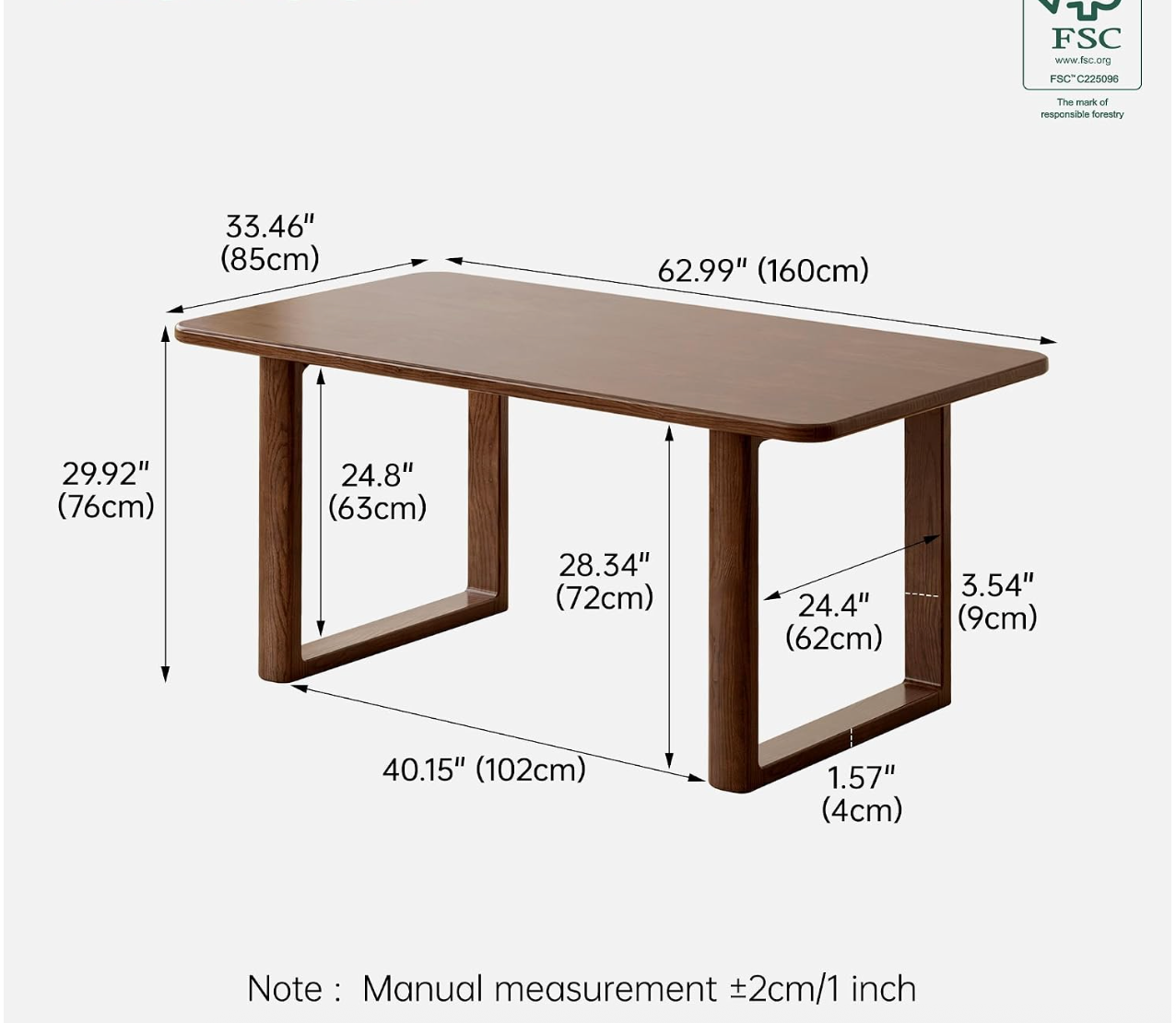 Black Walnut, Oak Solid Wood Dining Table with Industrial Trestle Legs