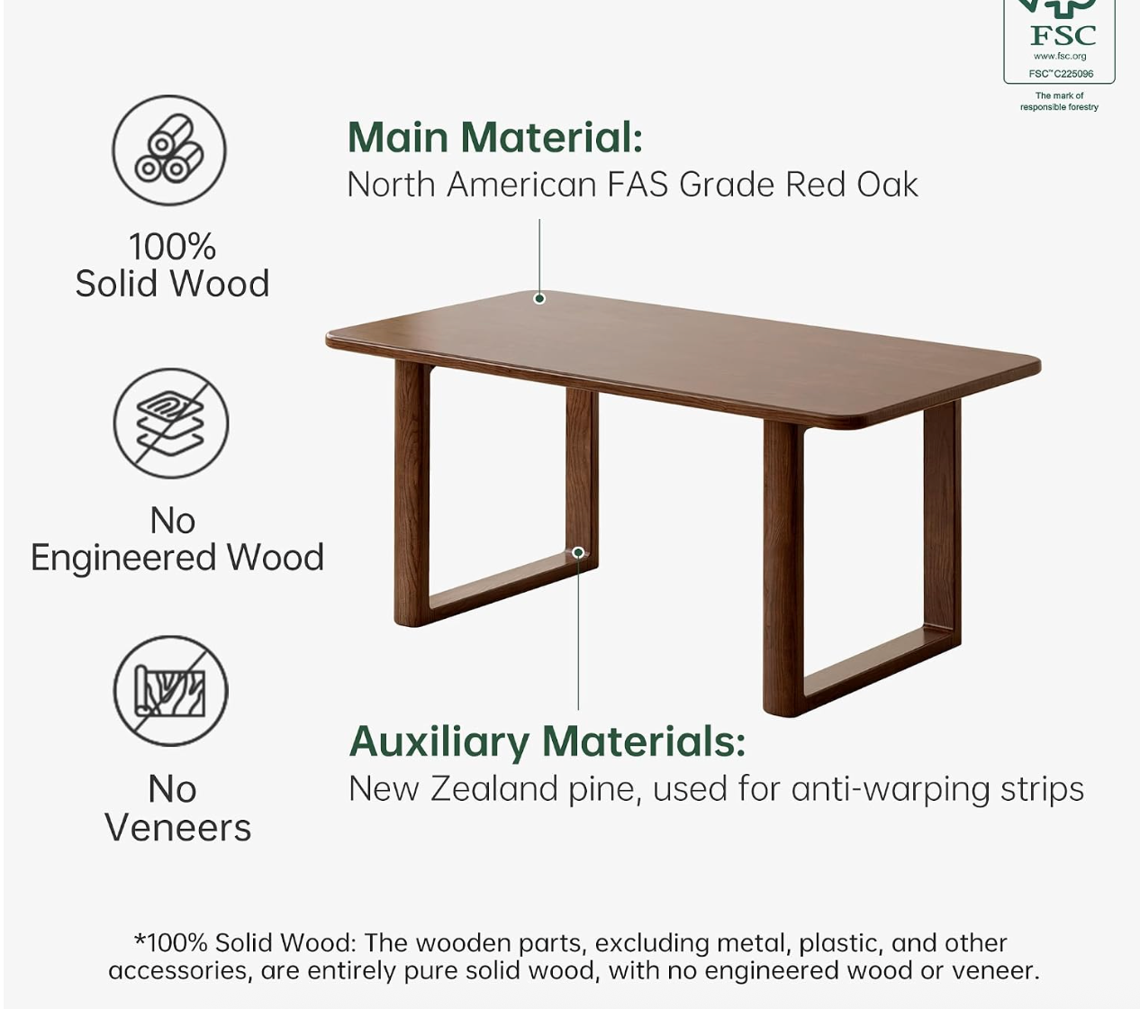 Black Walnut, Oak Solid Wood Dining Table with Industrial Trestle Legs