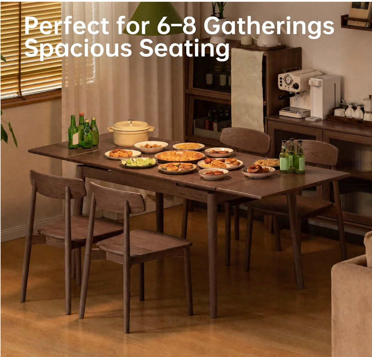Oak Solid Wood Retractable Tabletop Dining Table