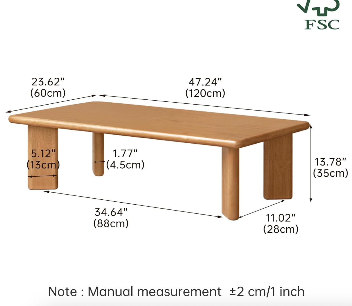 Solid Rubberwood Japanese Style Tatami Floor Table