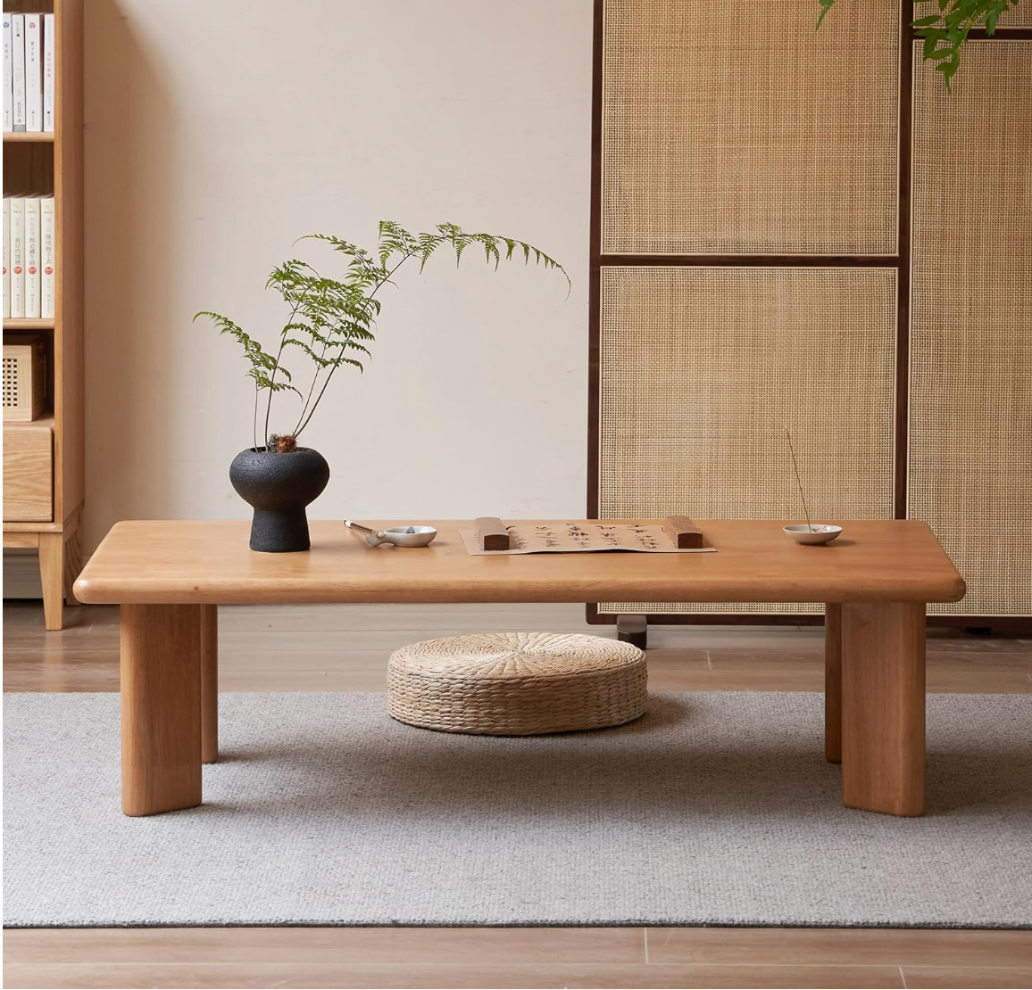 Solid Rubberwood Japanese Style Tatami Floor Table