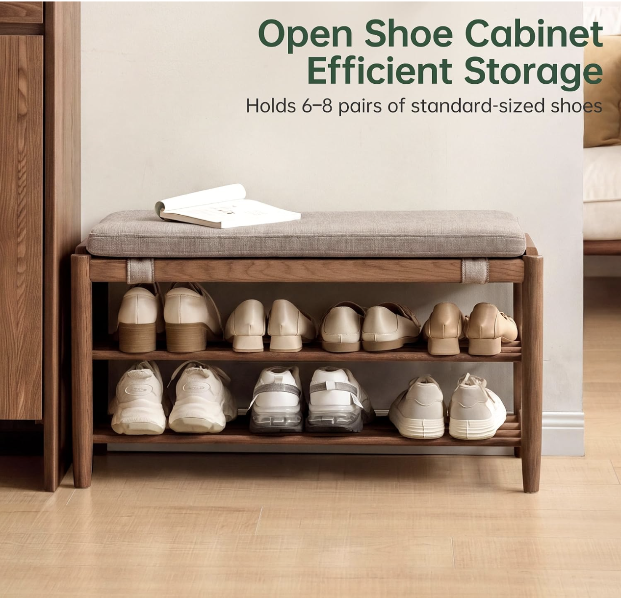 Beech, Oak Solid Wood Shoe Storage Bench