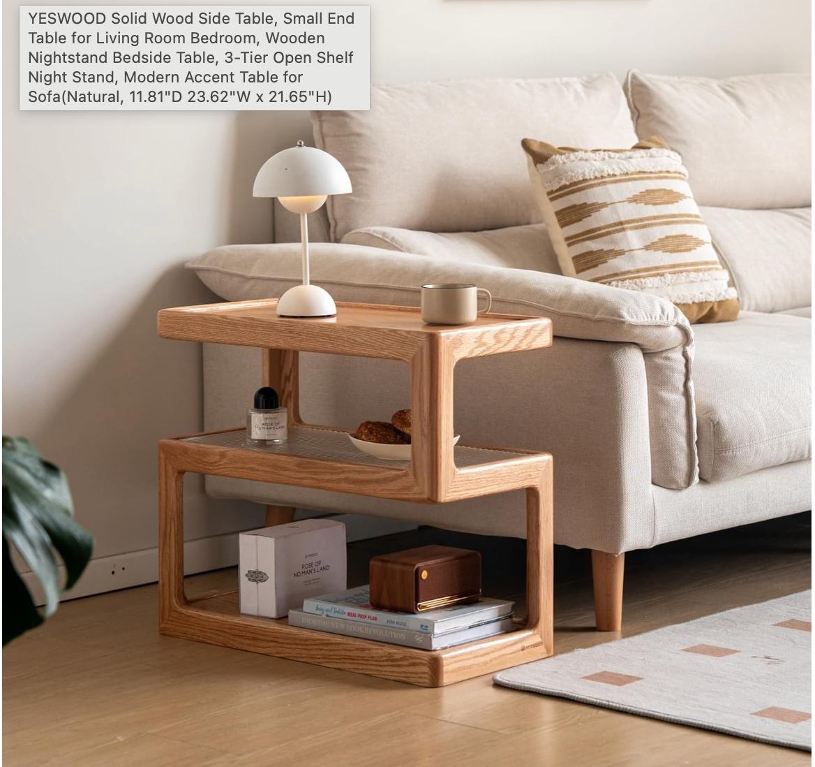 Oak Solid Wood Corner Square Side Table