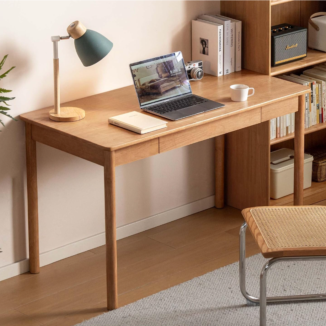 Solid Rubberwood Luxury Office Desk with drawer