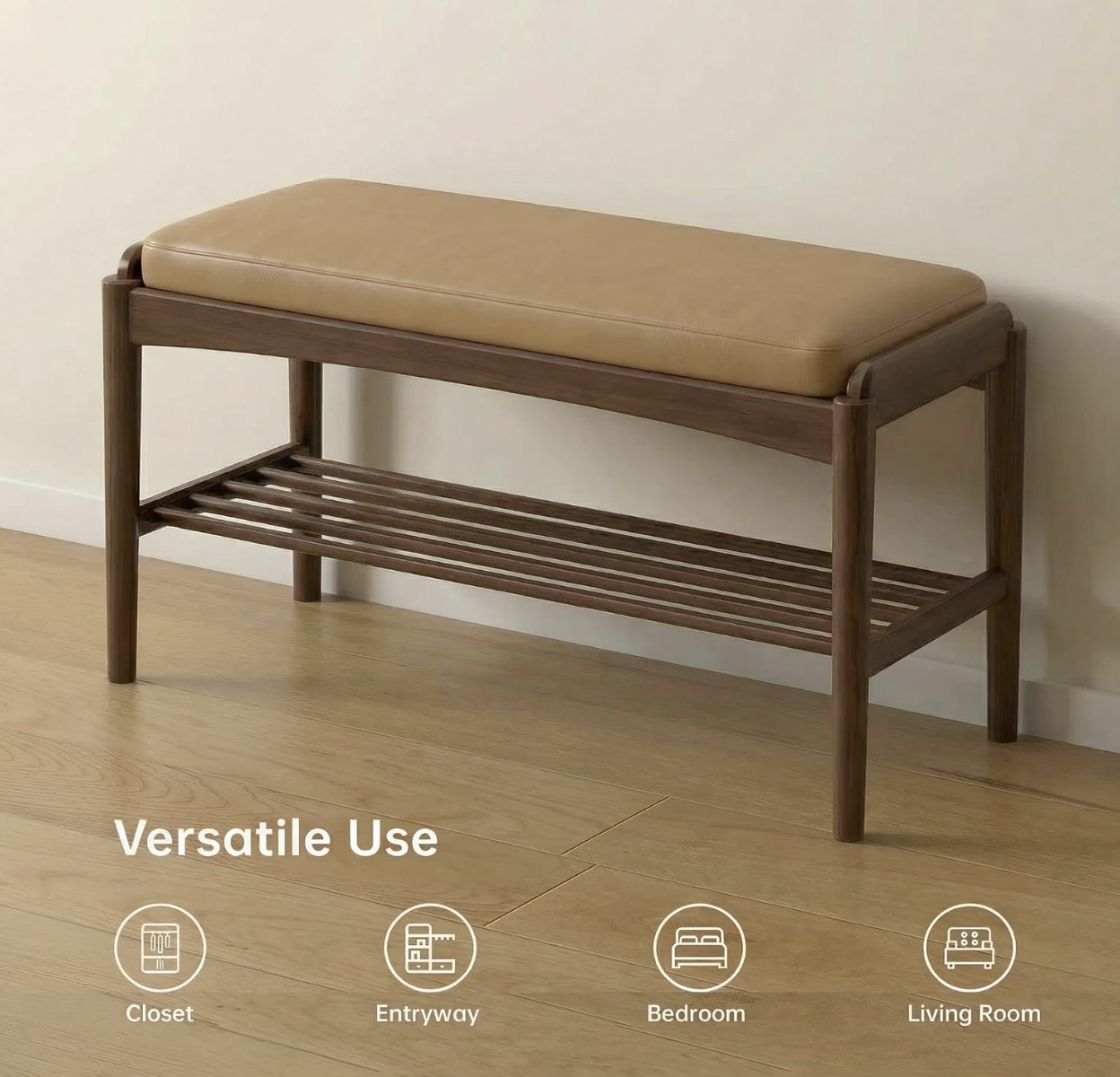 Beech, Oak Solid Wood Shoe Storage Bench