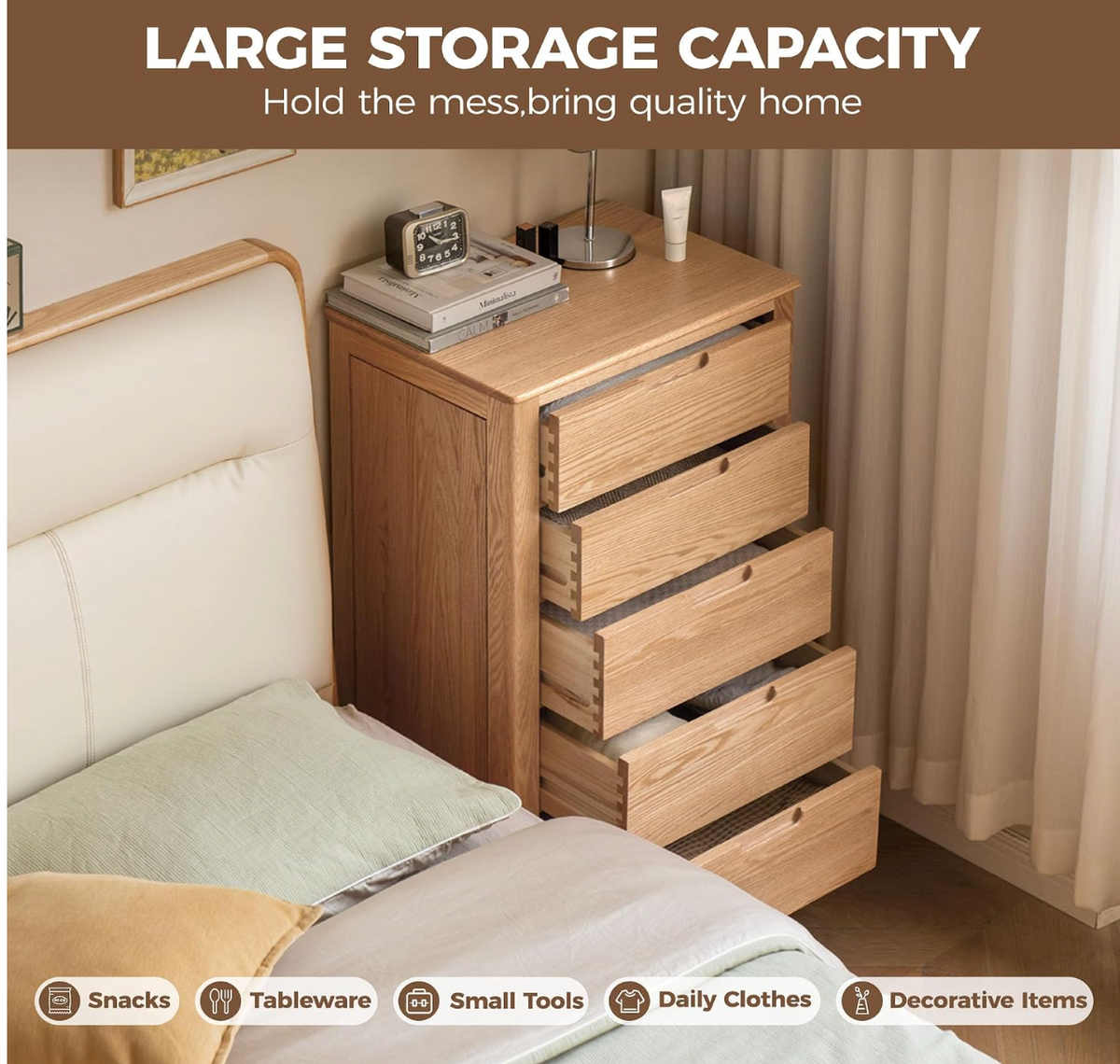 Oak Solid Wood Nordic Chest of Drawers