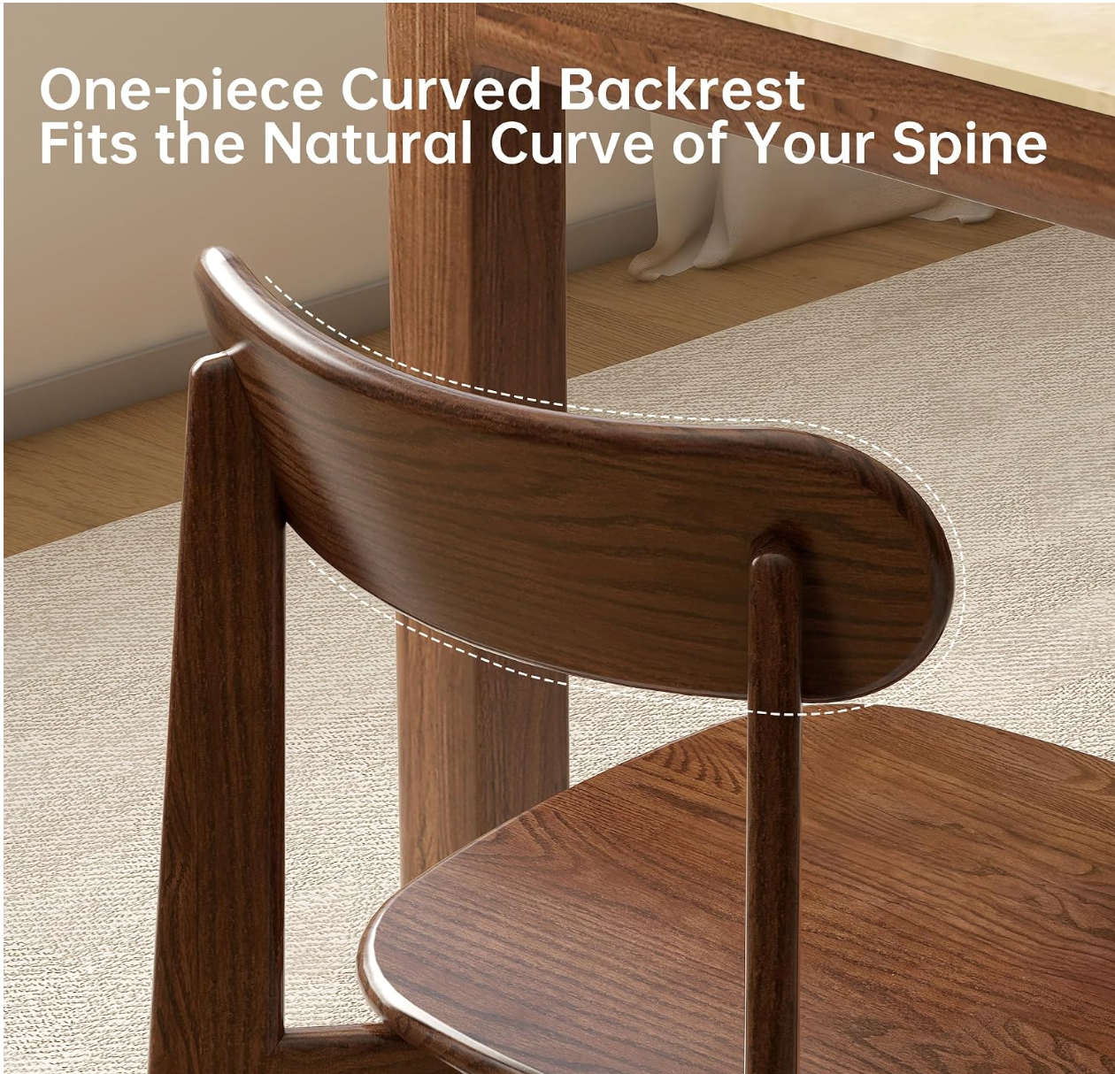 Ash Solid Wood Round Dining Table with Arched Hollow Pedestal Base
