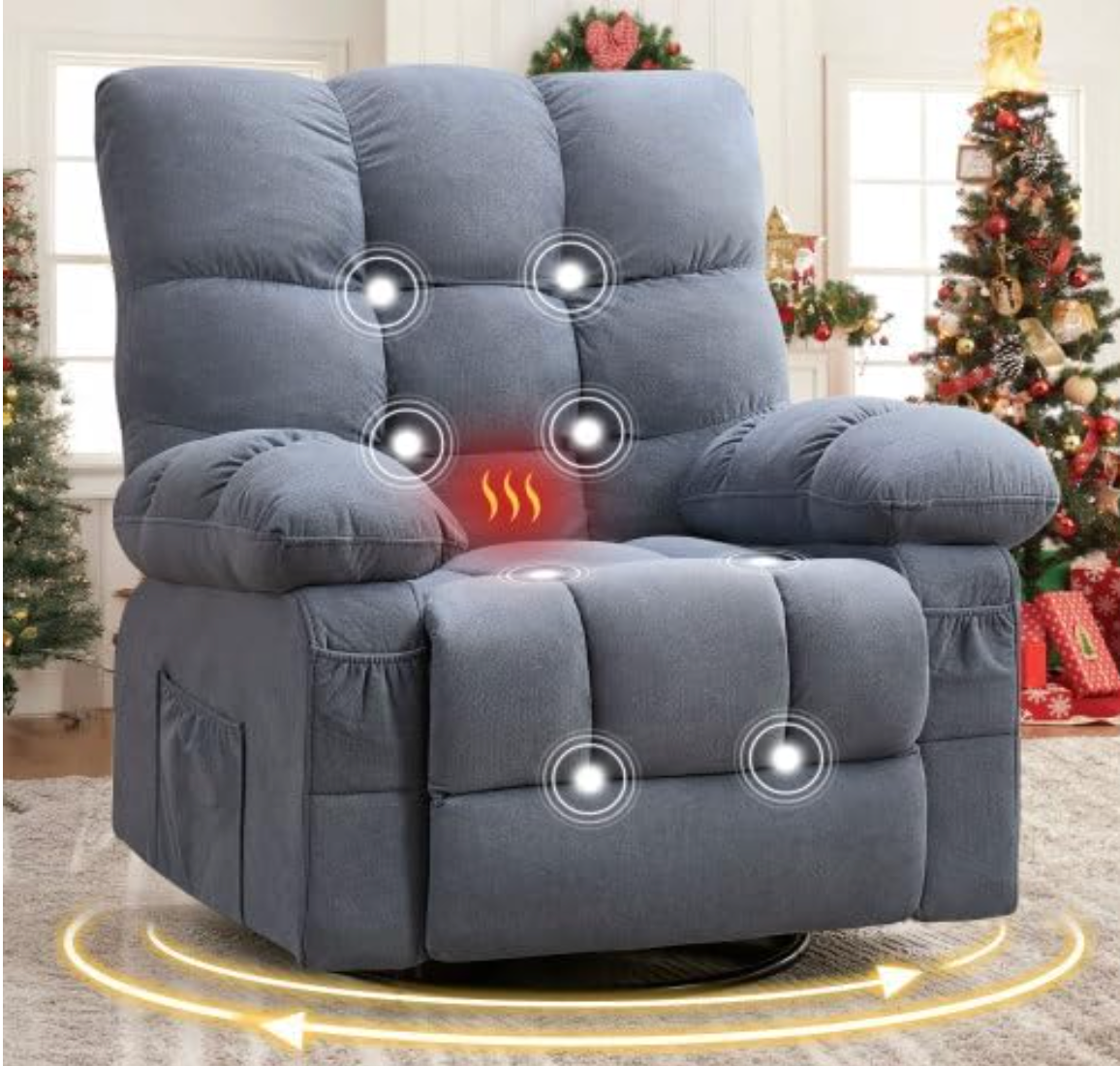 Electric Oversized Swivel Rocker Recliner with Massage and Heat