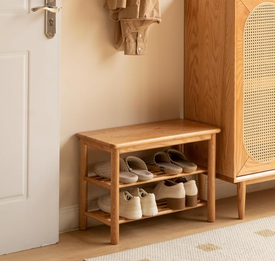 Beech, Oak Solid Wood Shoe Storage Bench