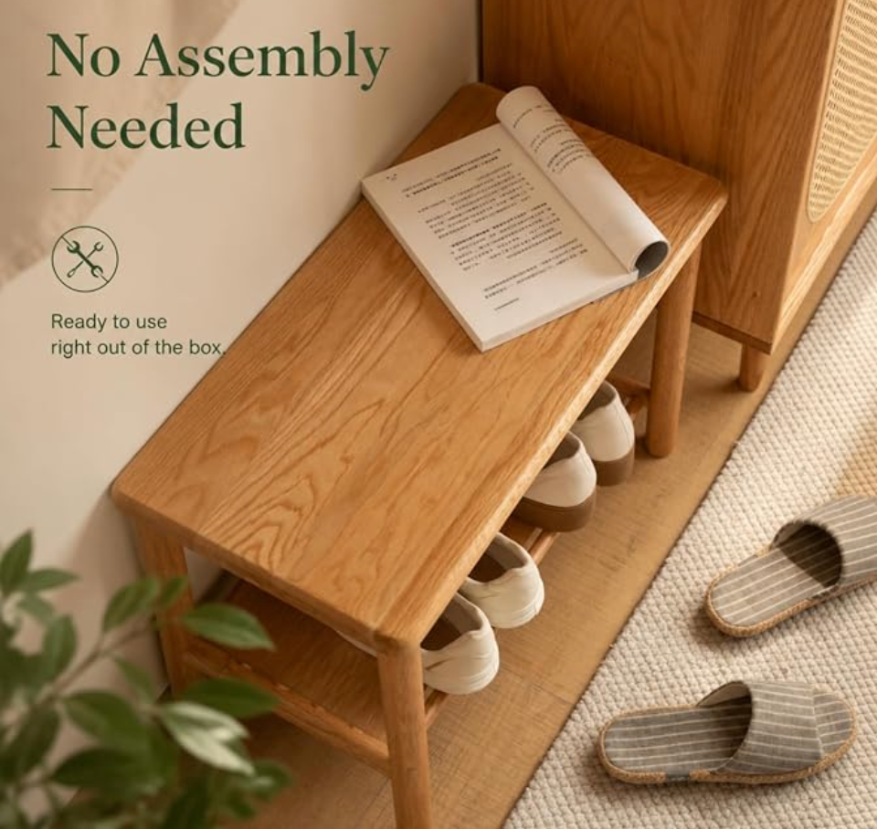 Beech, Oak Solid Wood Shoe Storage Bench