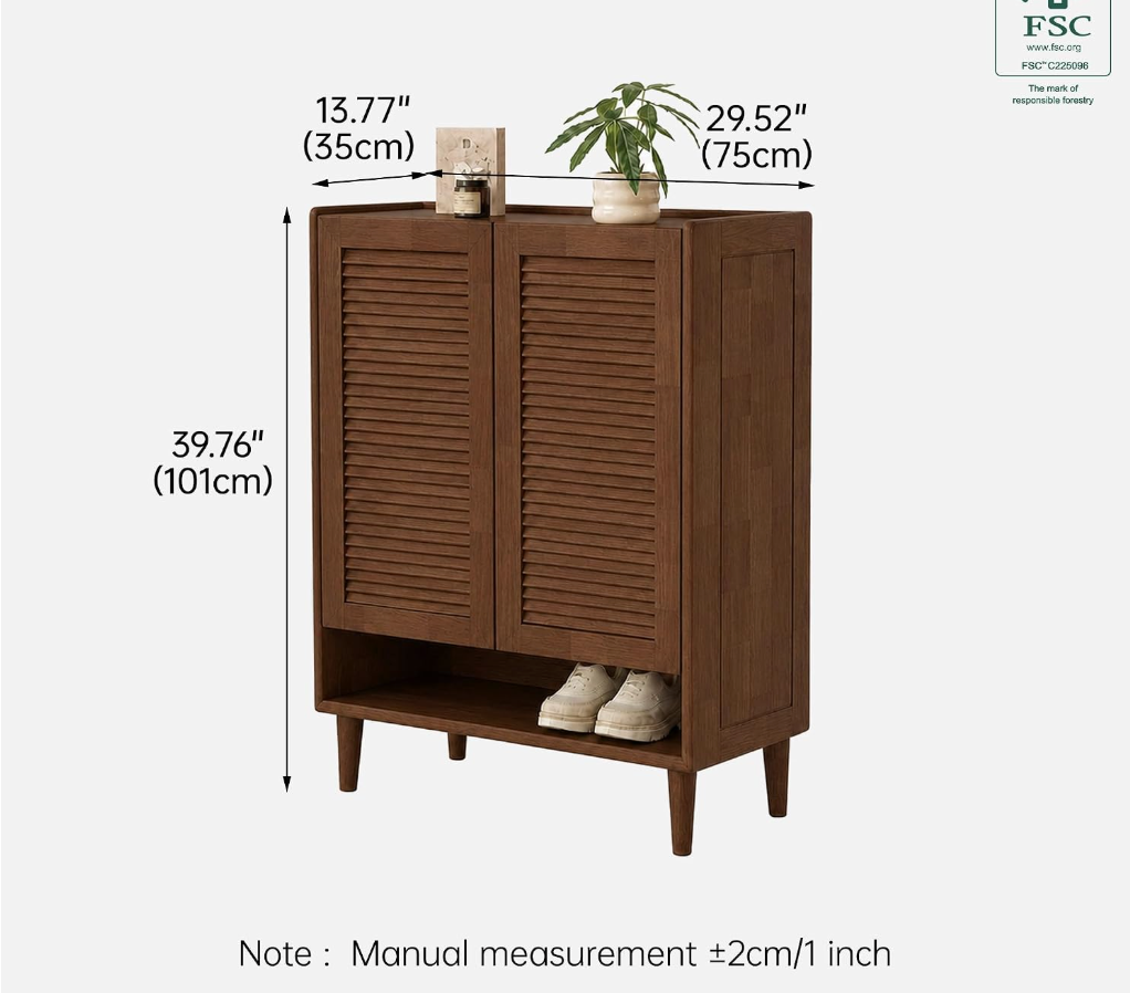Solid Rubberwood Modern Shoe Cabinet
