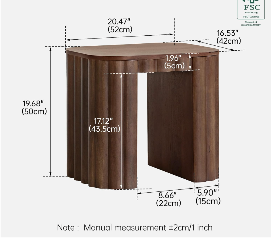 Mango Solid Wood Sculptural Side Table with Carved Legs