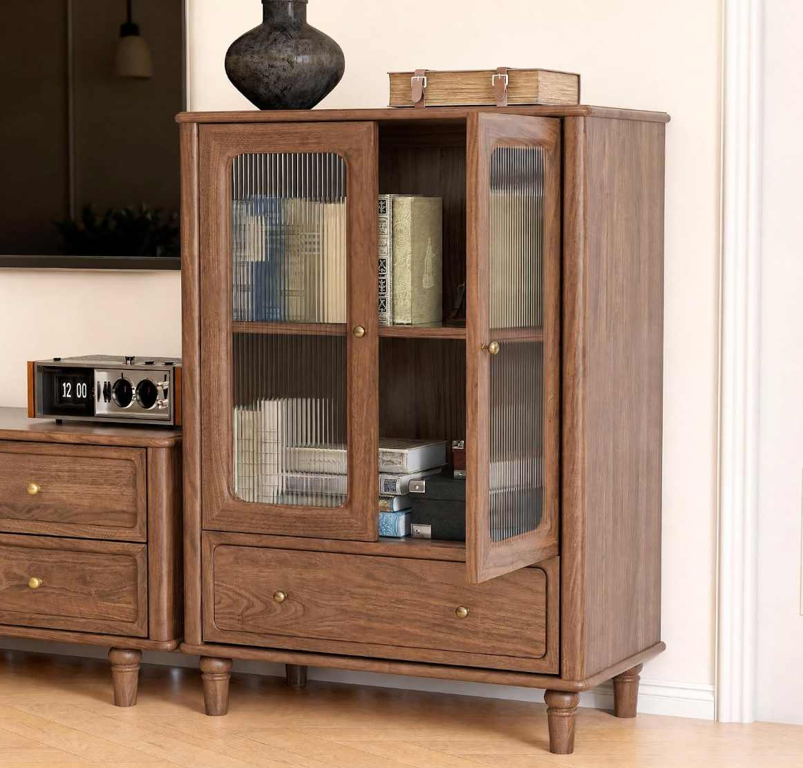 Black Walnut Solid Wood Side Cabinet