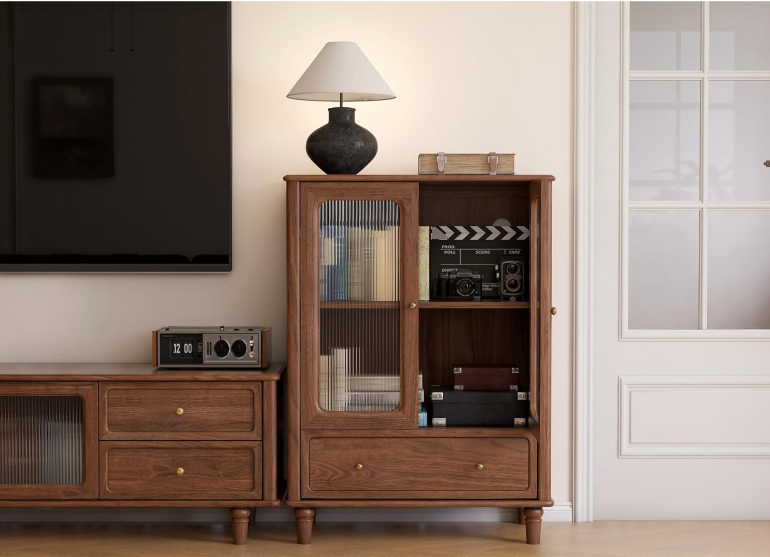 Black Walnut Solid Wood Side Cabinet