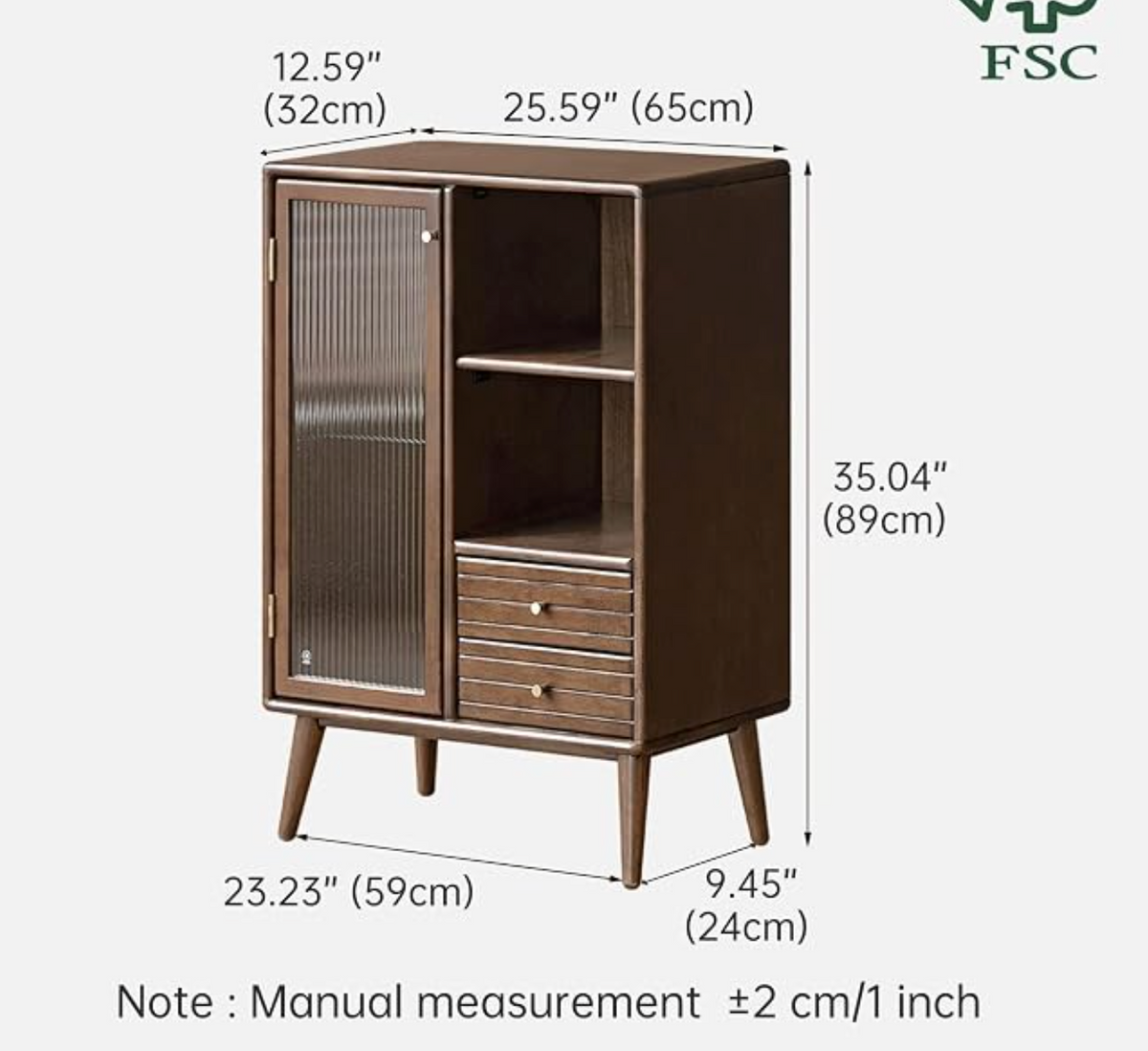 Oak Solid Wood, Solid RubberWood Sideboard Cabinet with Drawer, Display Cabinet