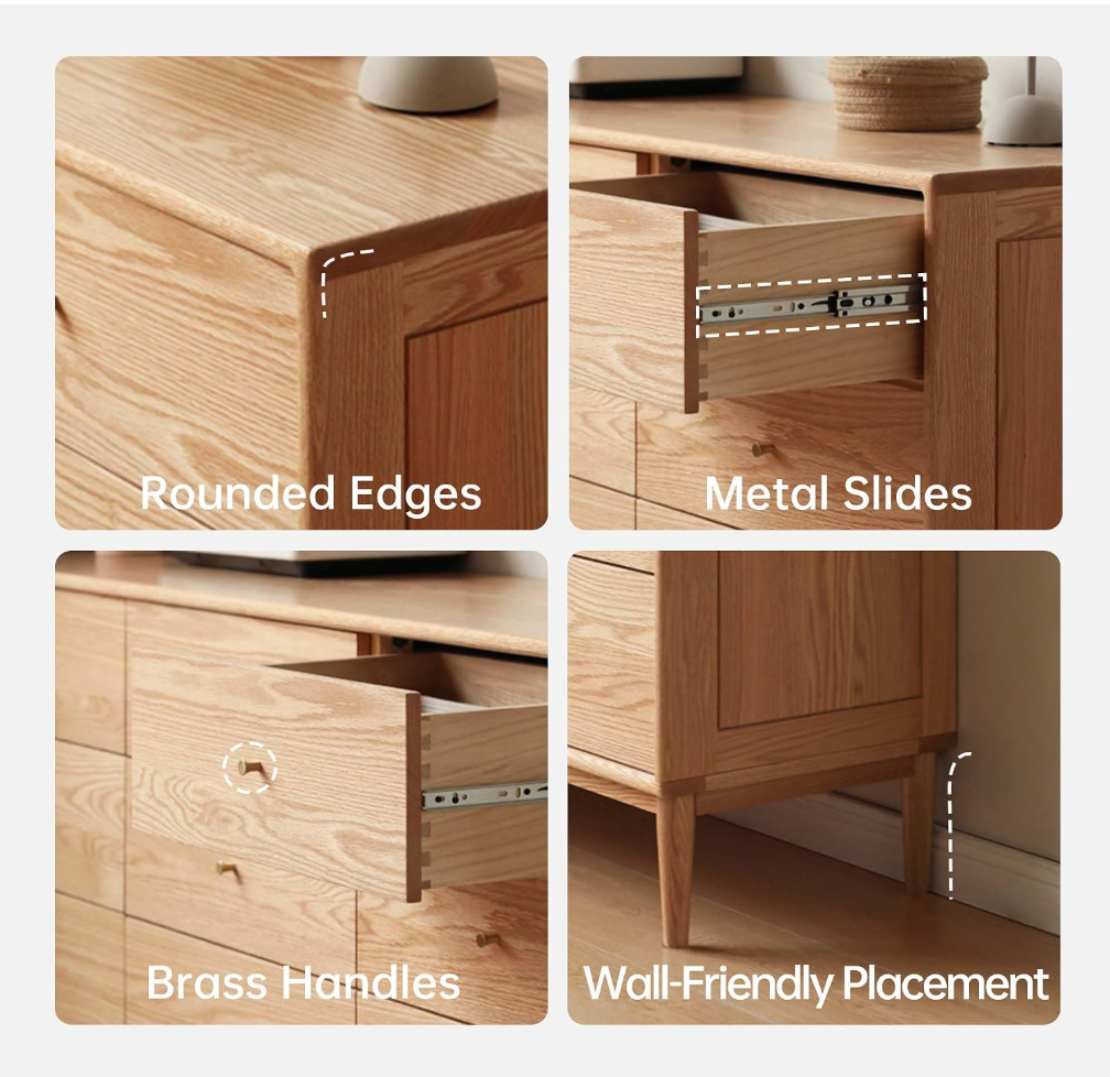Oak Solid Wood, Rubber Wood Chest of Drawers