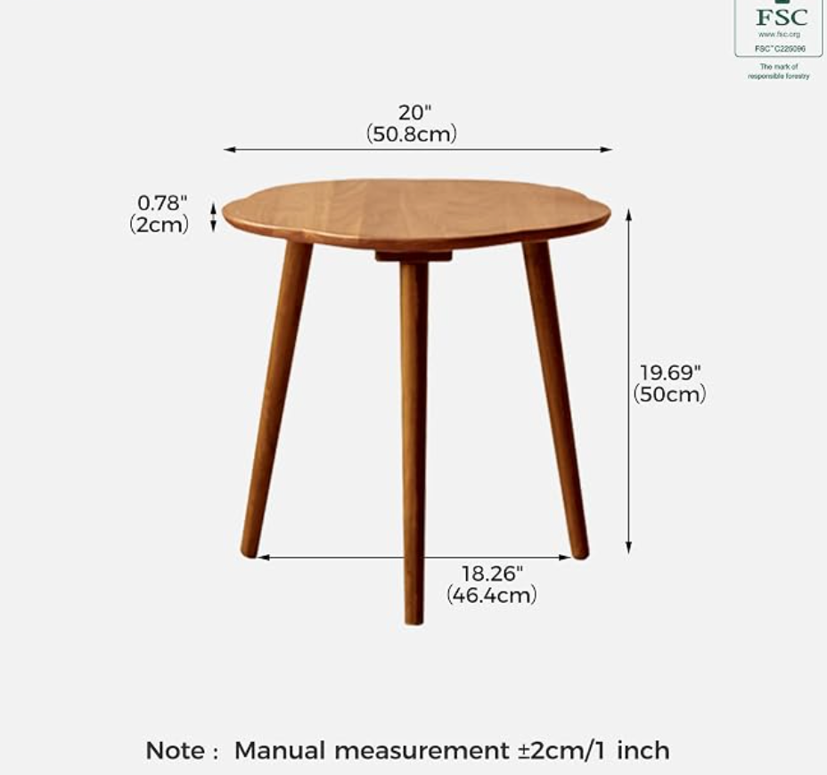 Cherry Solid Wood Organic Flower-Shaped Nesting Coffee Table with Tapered Legs