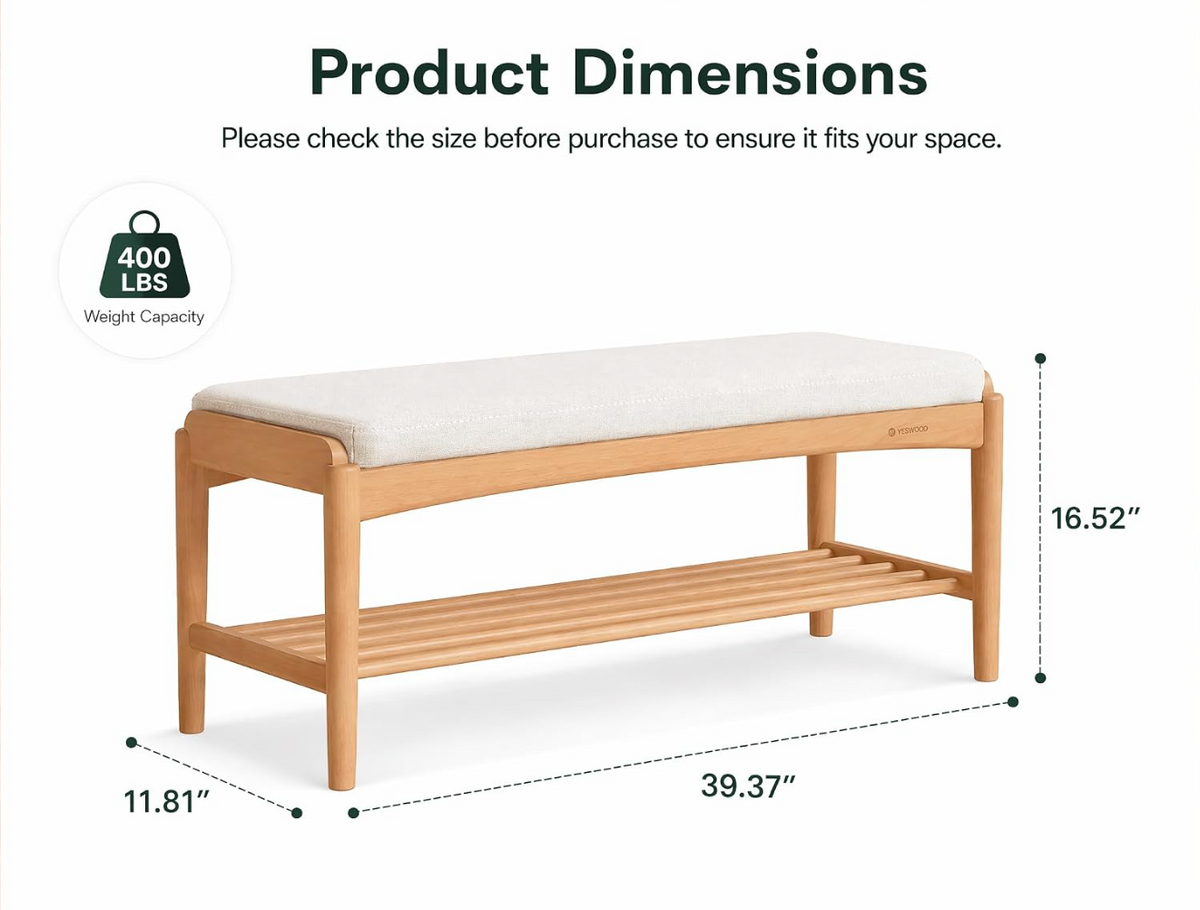 Beech, Oak Solid Wood Shoe Changing Stool