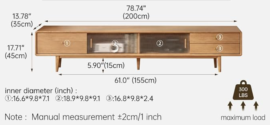 Rubberwood Solid Wood Nordic Modern TV Stand