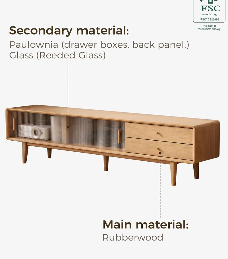 Rubberwood Solid Wood Nordic Modern TV Stand