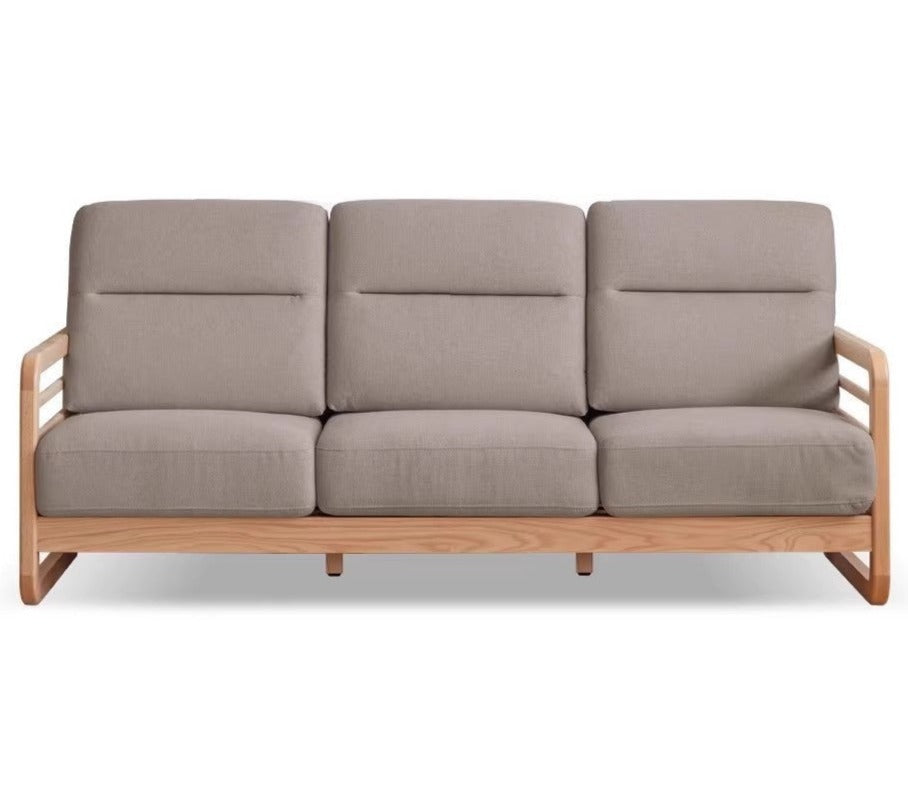 Oak Solid Wood Fabric Sofa.