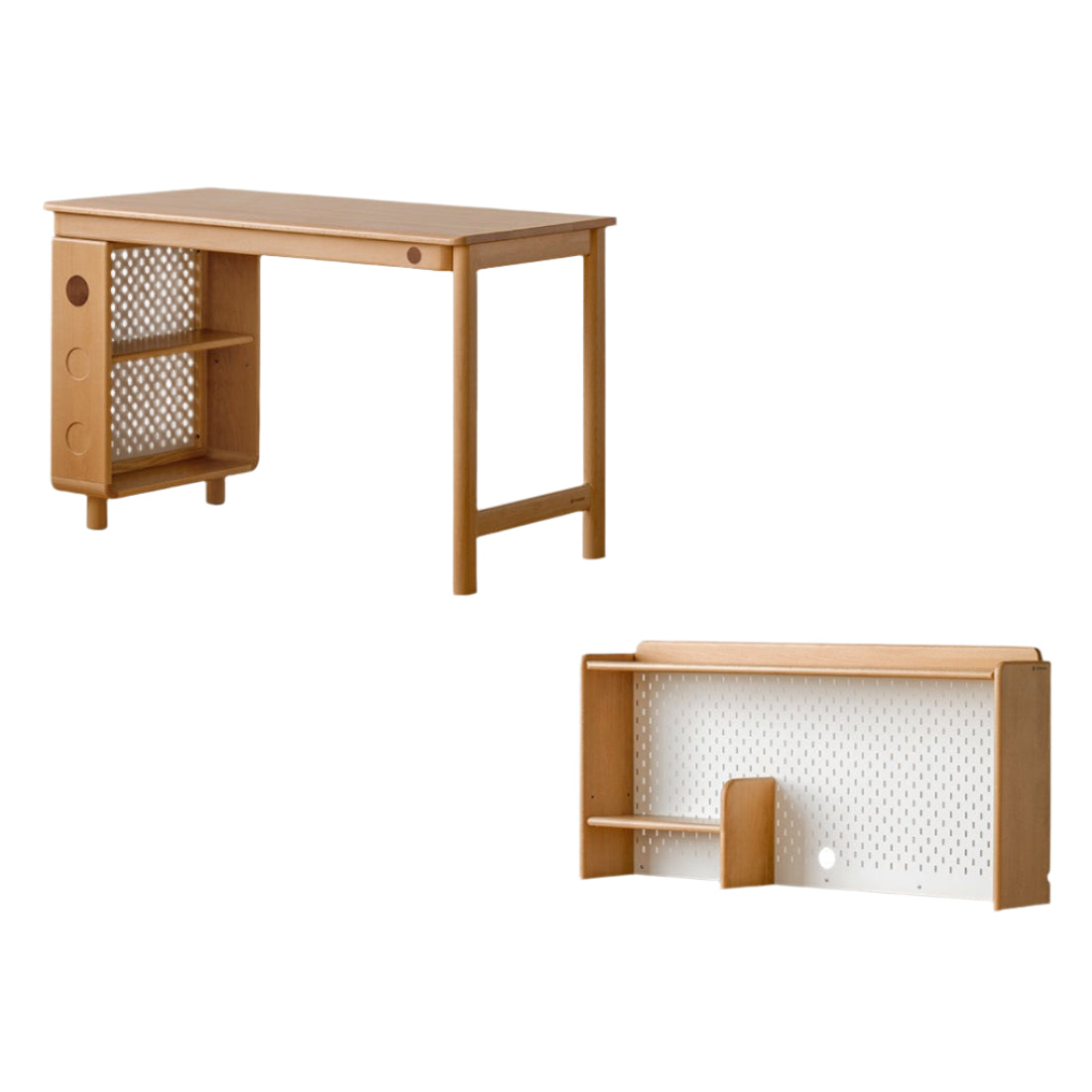 Beech Solid Wood Children's Study Table Bookshelf Integrated