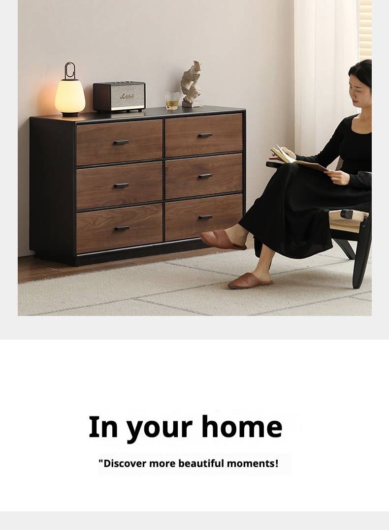 Oak Solid Wood Italian Light Luxury Chest of Drawers.
