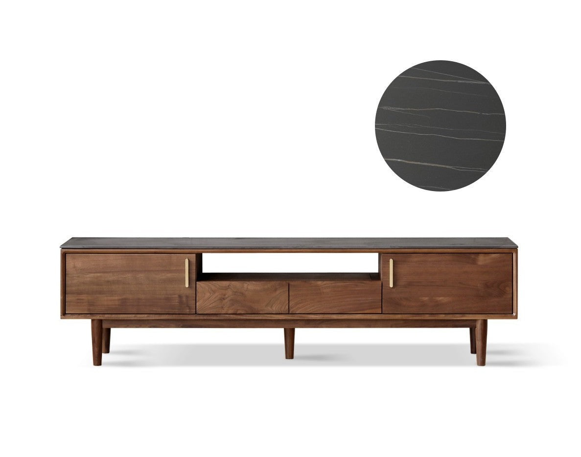 Black walnut solid wood TV stand slate cabinet"+