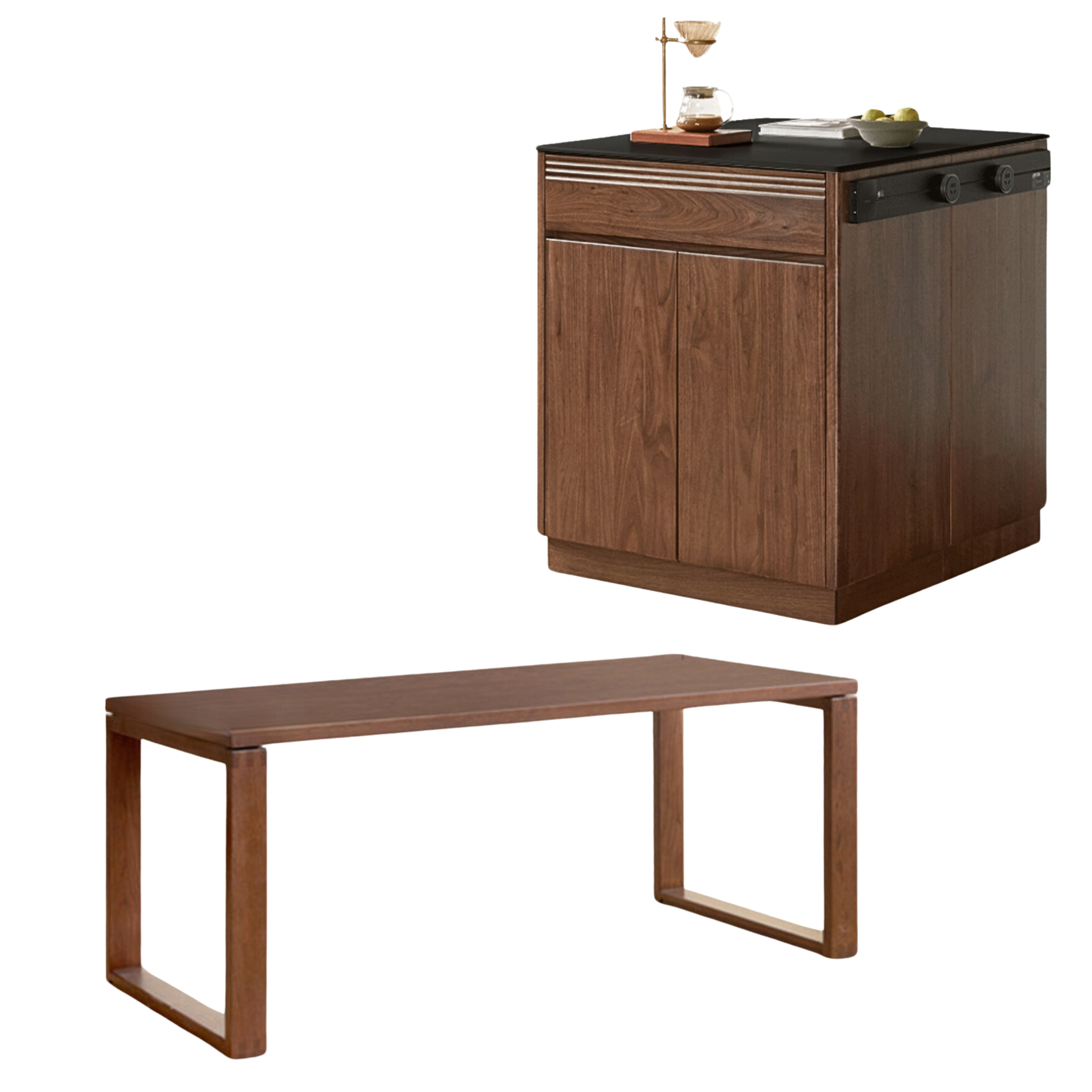 Black Walnut, Oak Solid Wood Island Light Luxury Sideboard