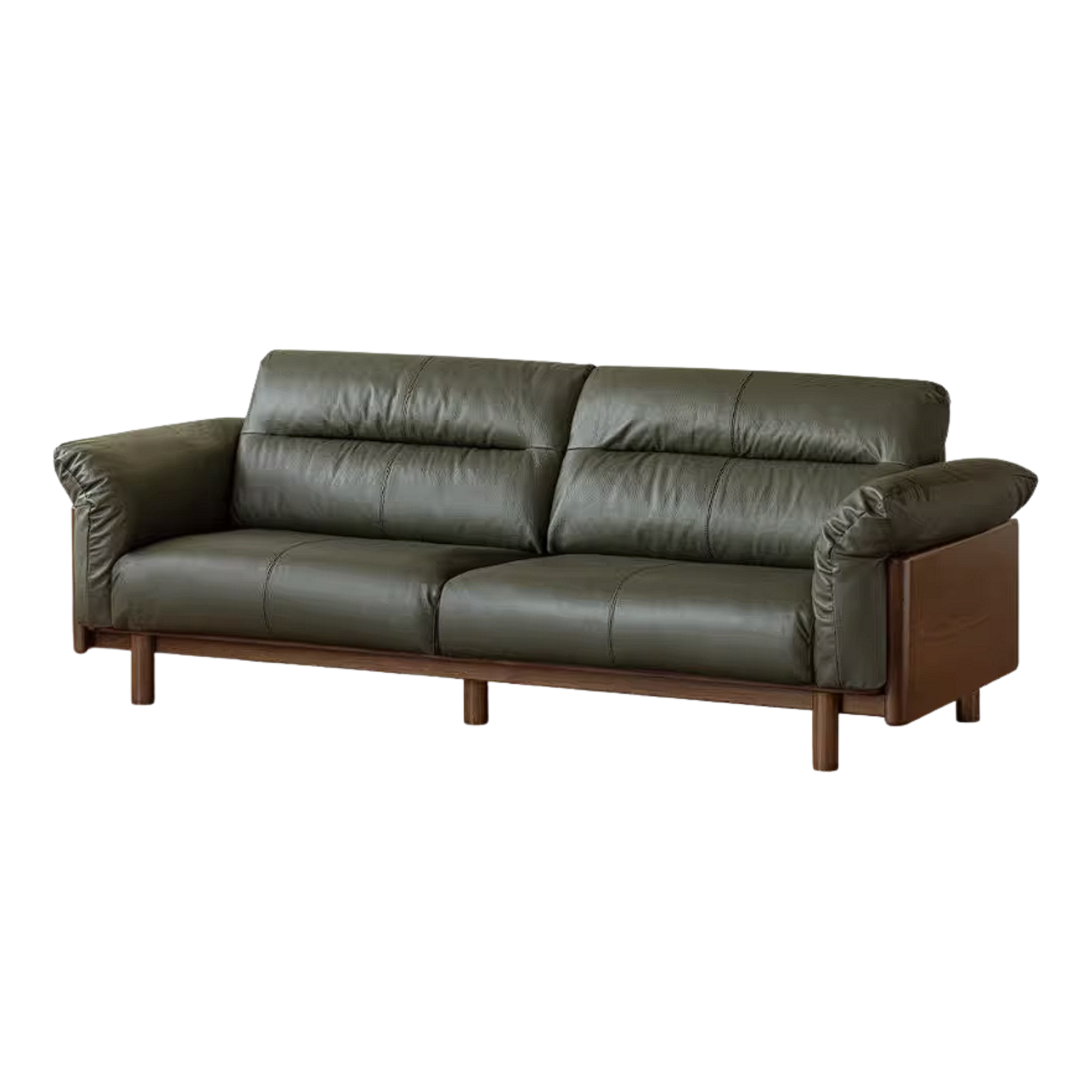 Oak Solid Wood Sofa with Wide Track Arms Genuine leather, fabric, removable and washable