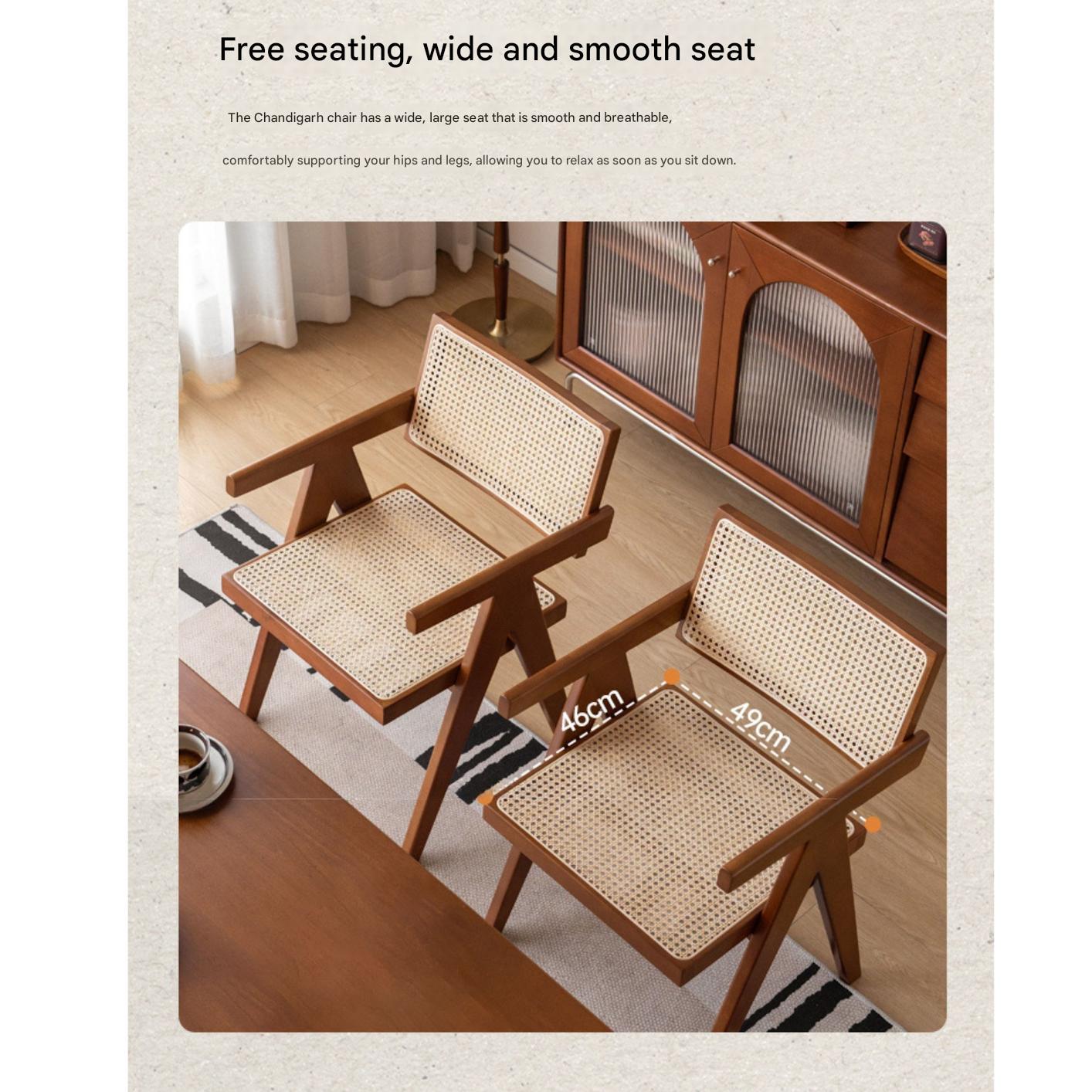 Beech Solid Wood Retro Rattan Dining Chair