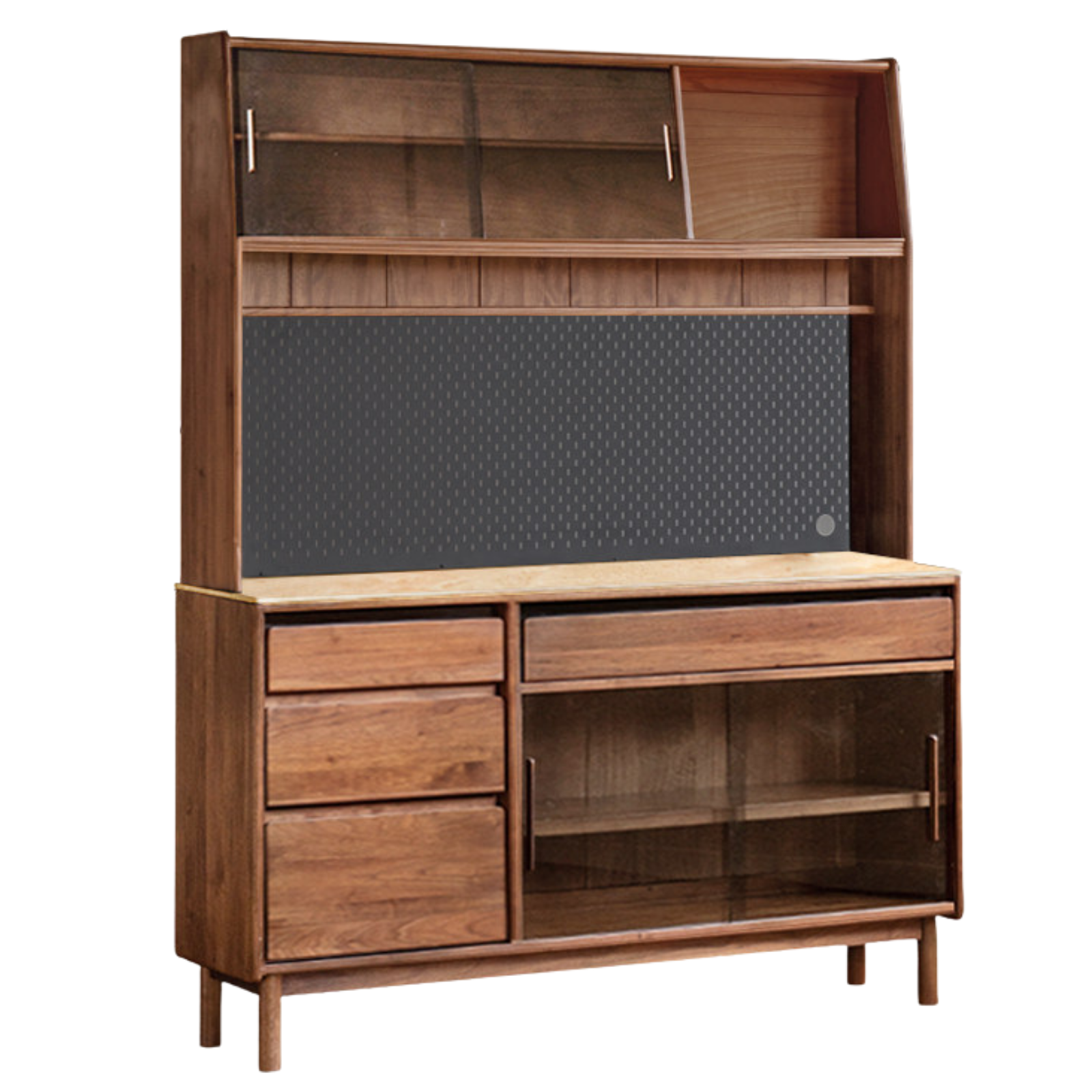 Black Walnut, Sandalwood Solid Wood Light Luxury Rock Plate Sideboard