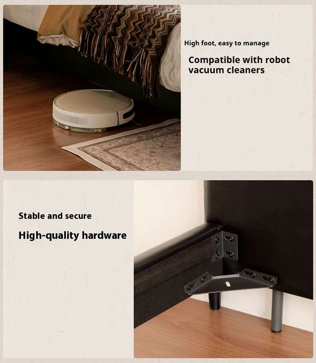 Genuine Leather Soft Bed French Retro Style