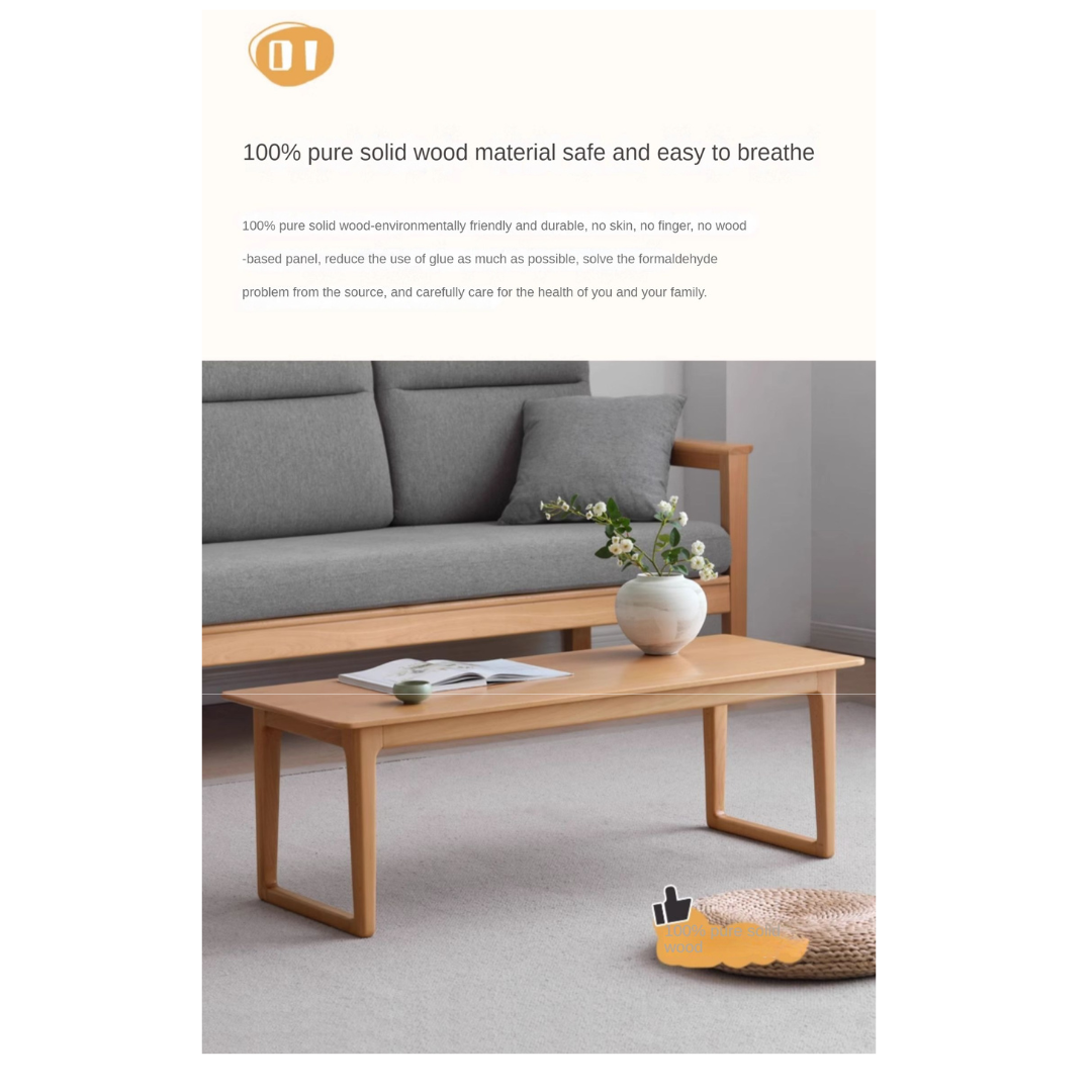 Beech Solid Wood Coffee Table, Bay Window Table