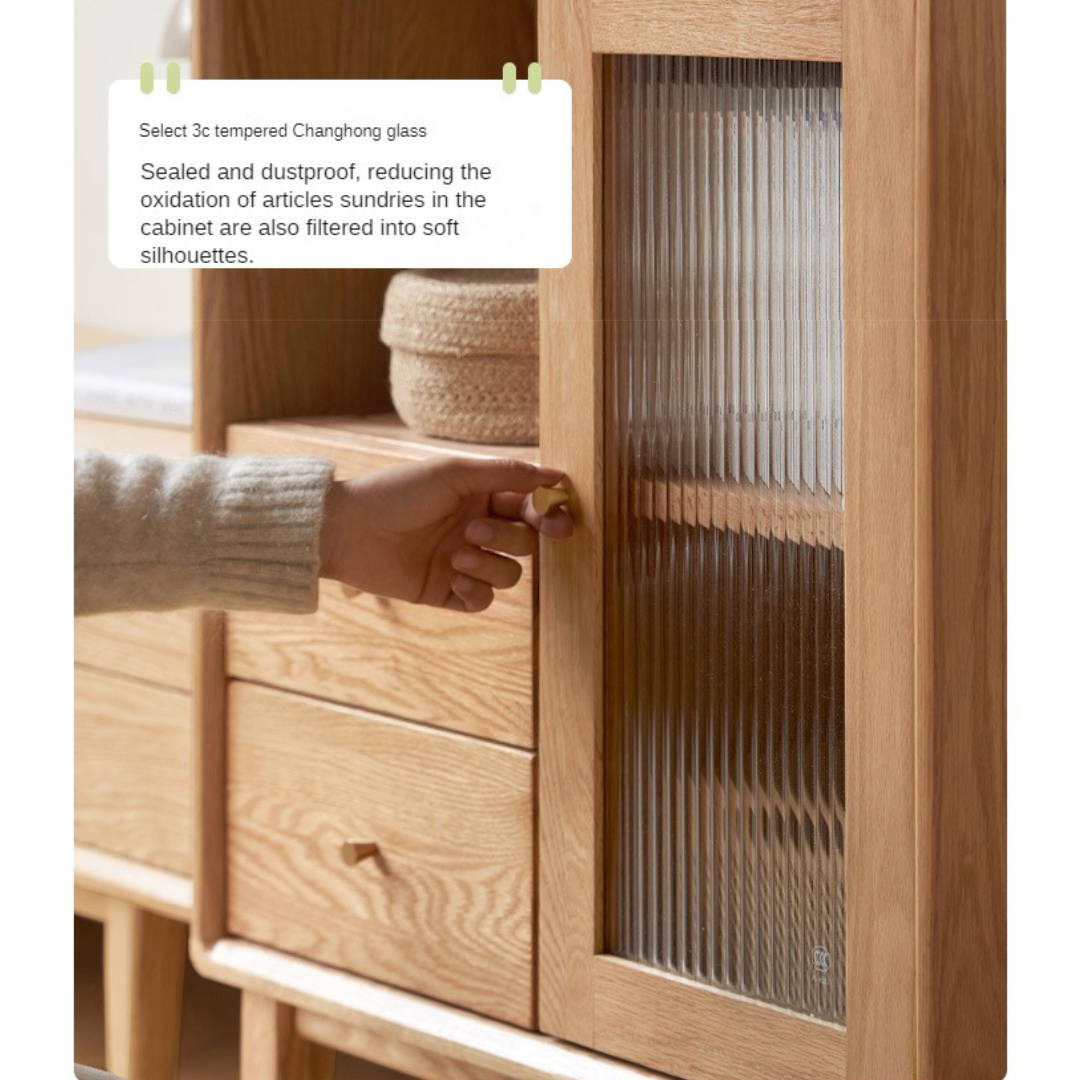 Rubberwood, Beech, Oak Solid Wood Nordic Side Cabinet