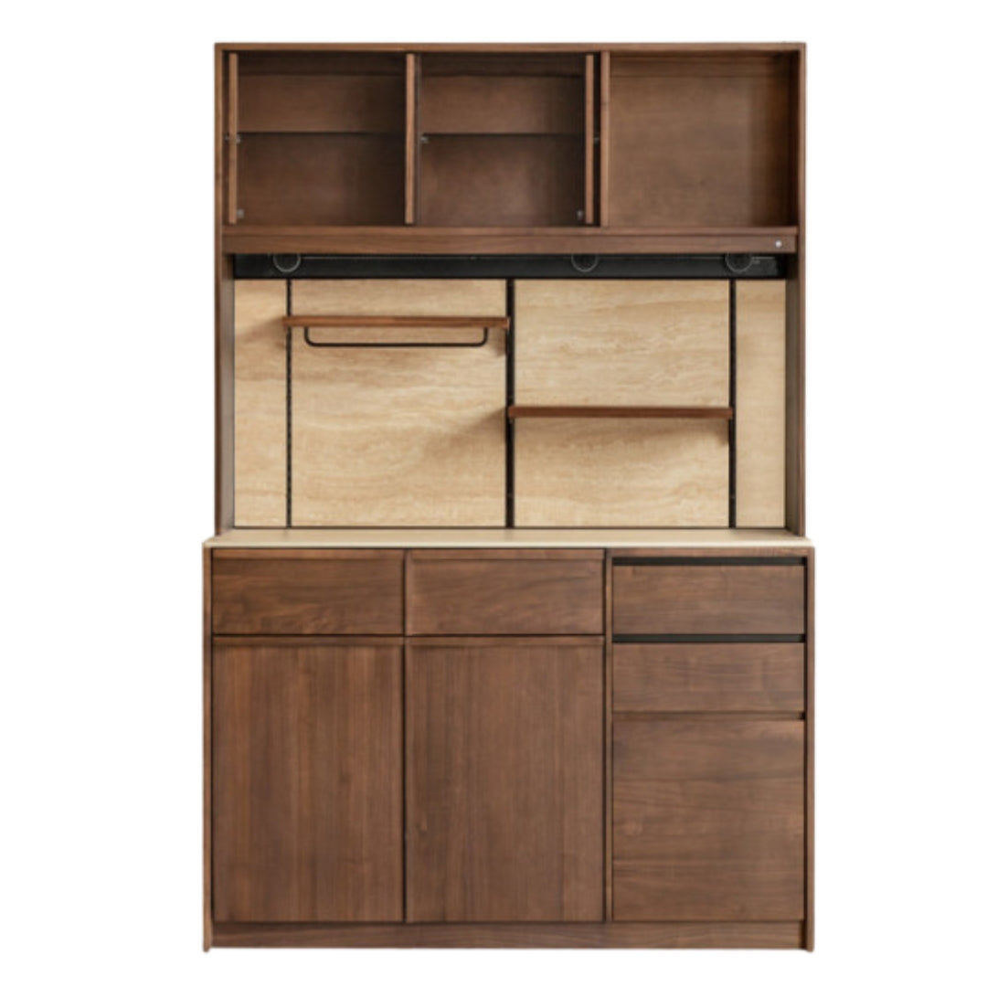 Black Walnut, Sandalwood, Ash Solid Wood Dining Cabinet Antique Style Rock Board