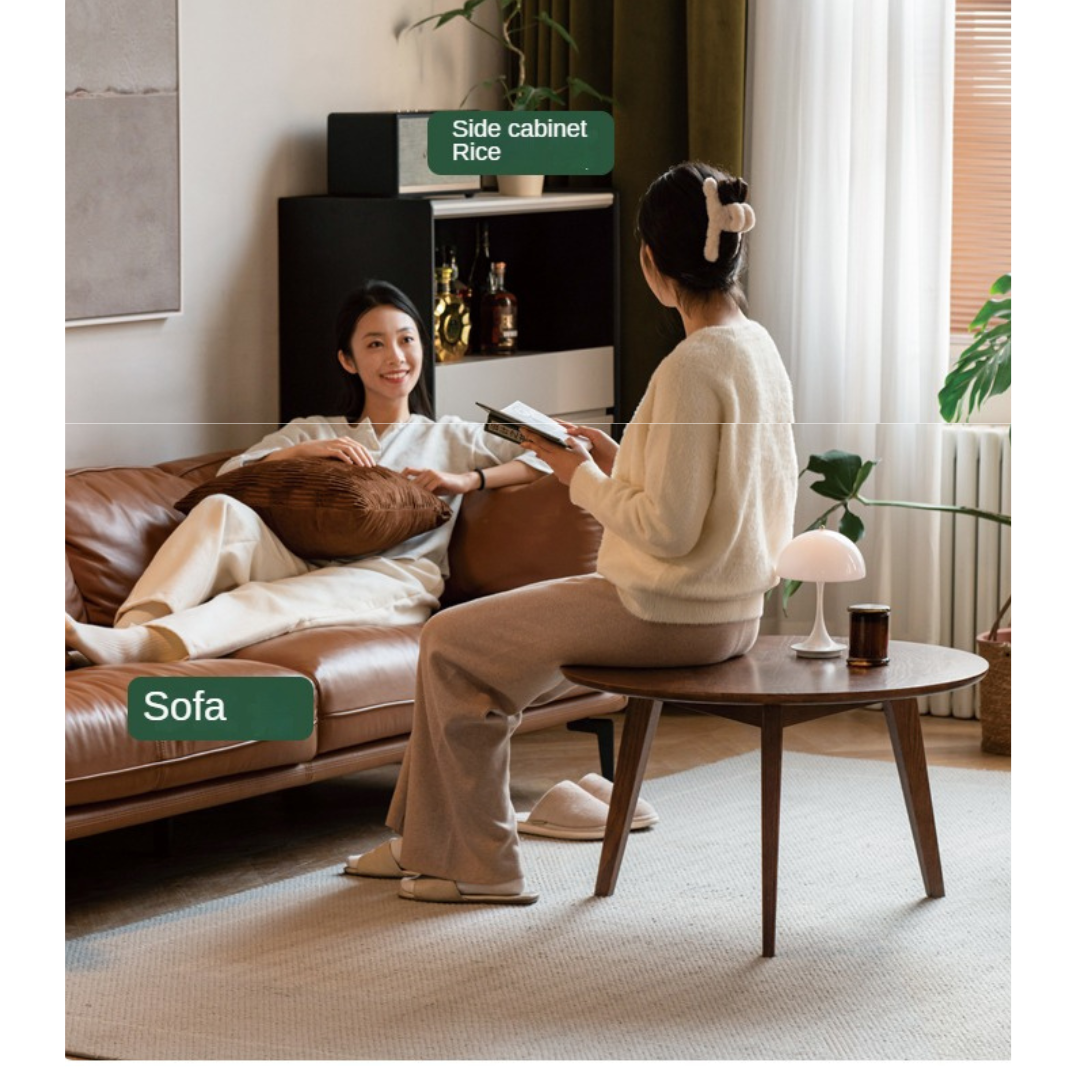 Oak, Rubberwood Solid Wood Round Coffee Table