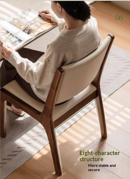 4 pcs - Black Walnut, Oak Solid Wood Dining Chair upholstered