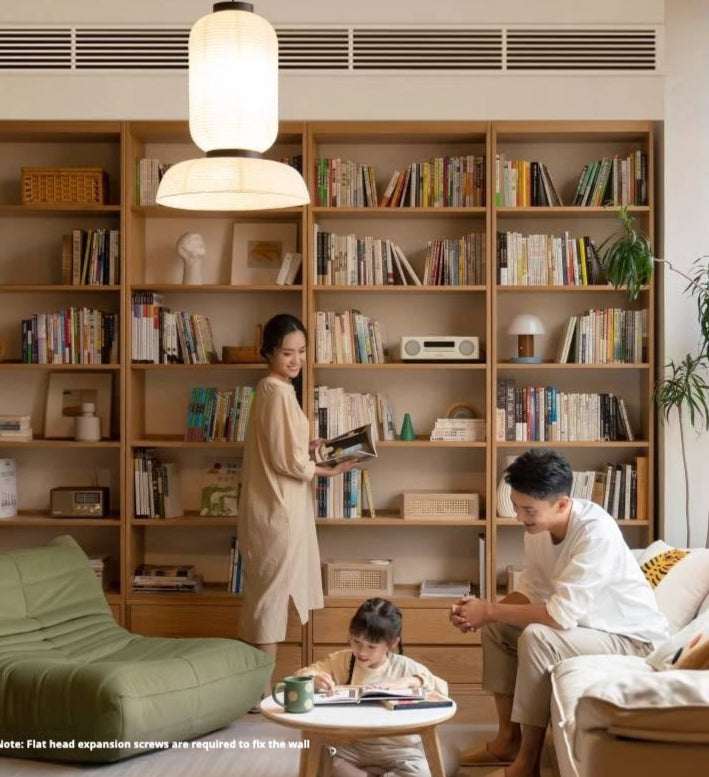 Oak Solid Wood Floor To Ceiling Bookshelves
