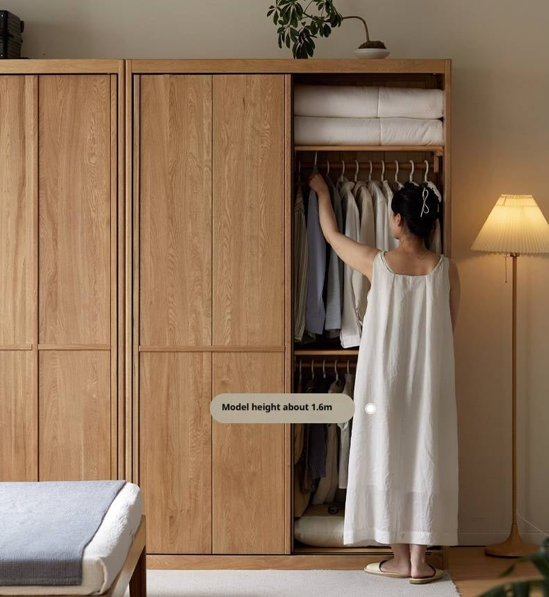 Oak Solid Wood Modern Double Door Wardrobe