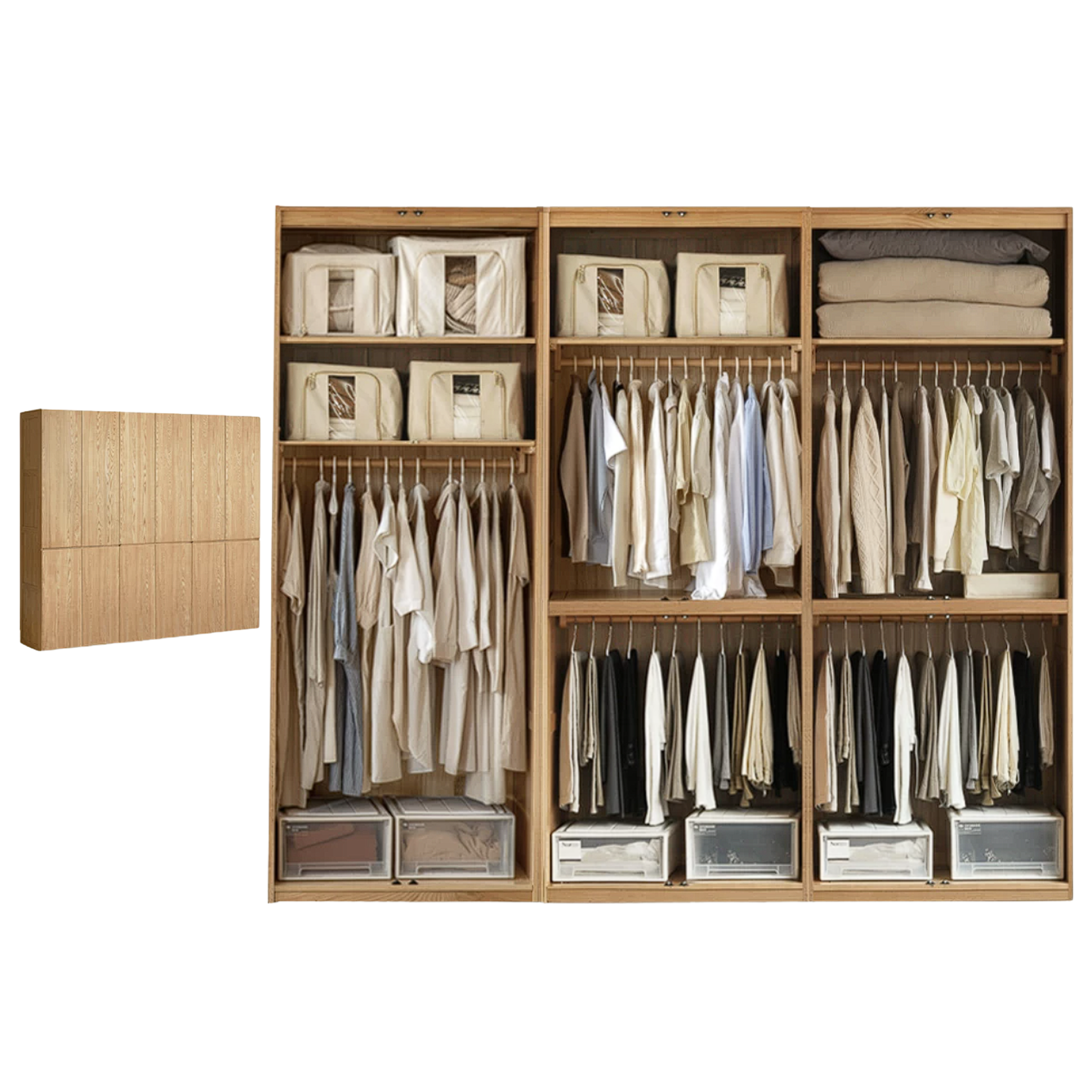 Oak, Ash Solid Wood Sectional Wardrobe