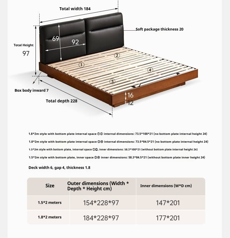 Poplar Solid Wood Box Bed — Upholstered Floating Bed with Bauhaus Style