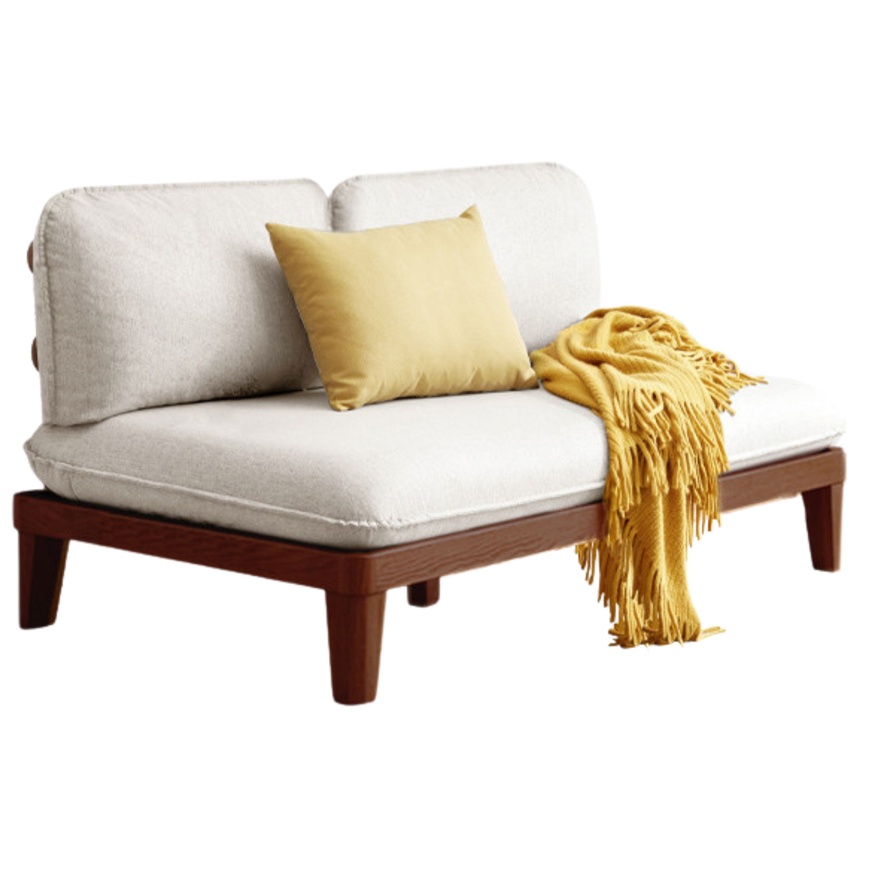 Oak Solid wood Armless Straight Fabric Sofa.