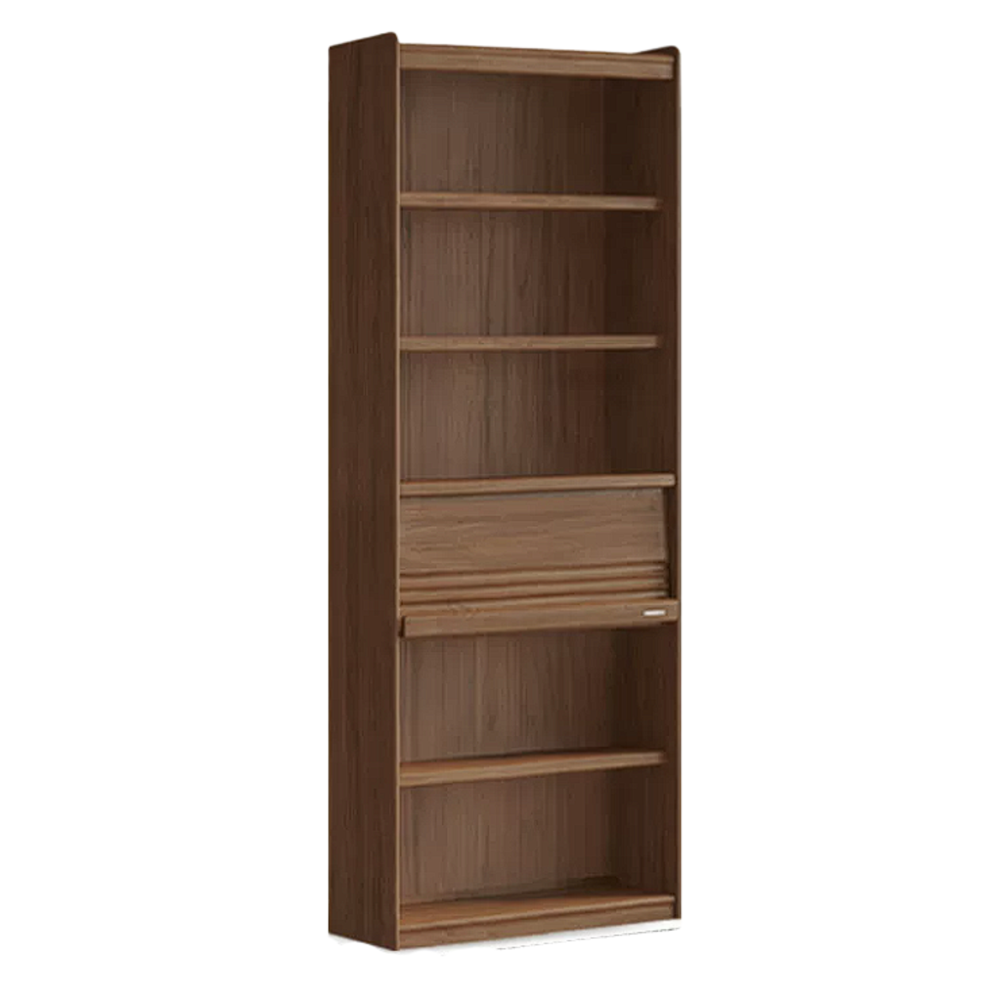 Black Walnut Solid Wood Combination Bookcase with Wall Storage and Floor Display
