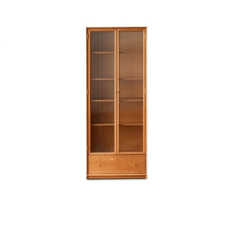 Cherry Wood Combination Bookcase Floor Shelf Glass Door Bookcase"