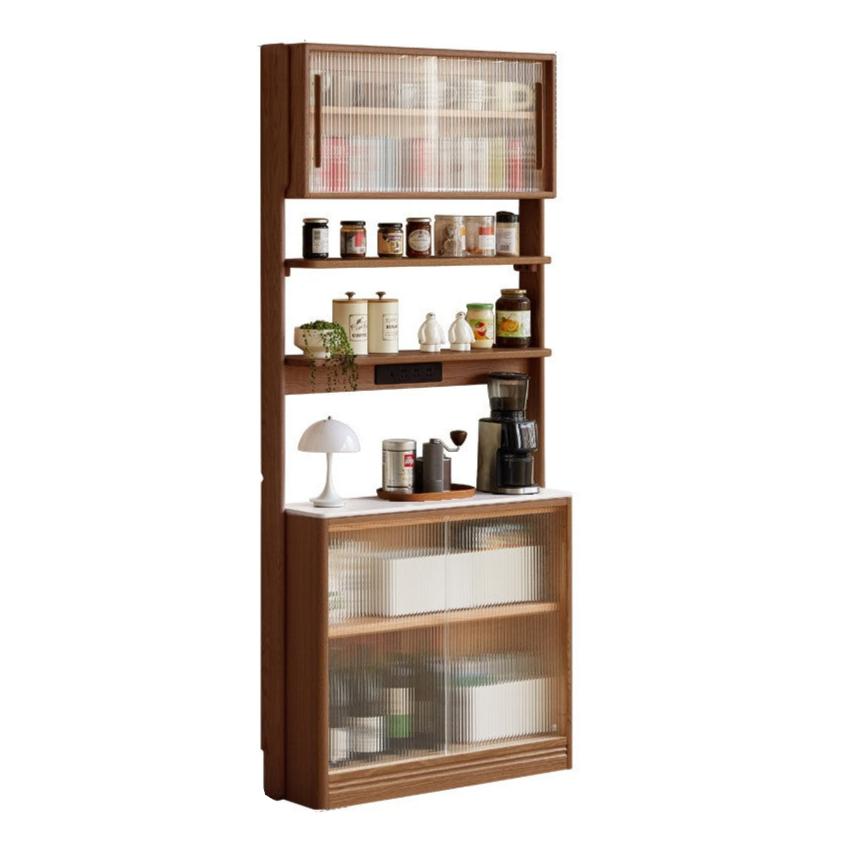Oak Solid Wood, Solid Rubberwood Rock Board Dining Sideboard