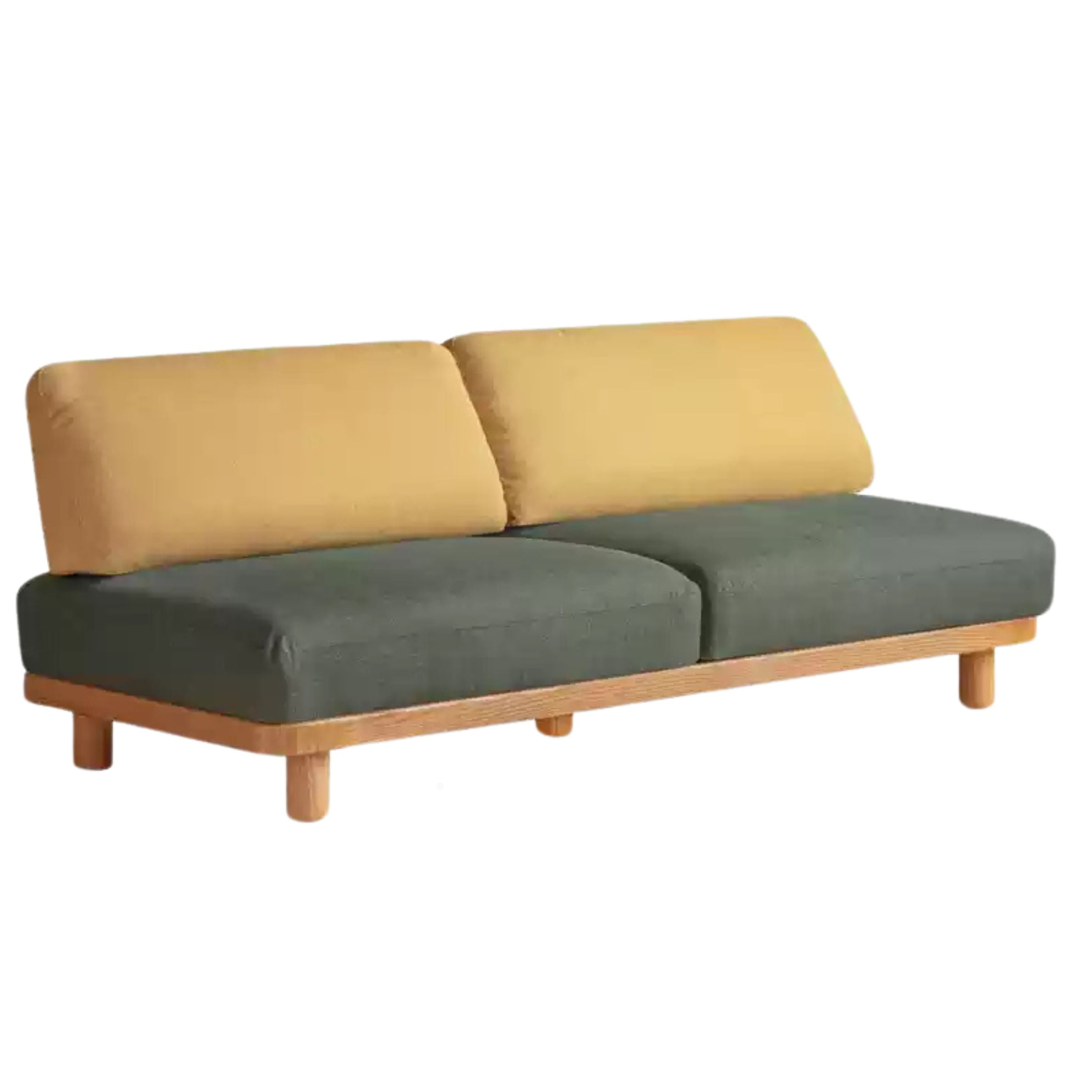 Oak Solid Wood Sofa Imitation Cotton and Linen
